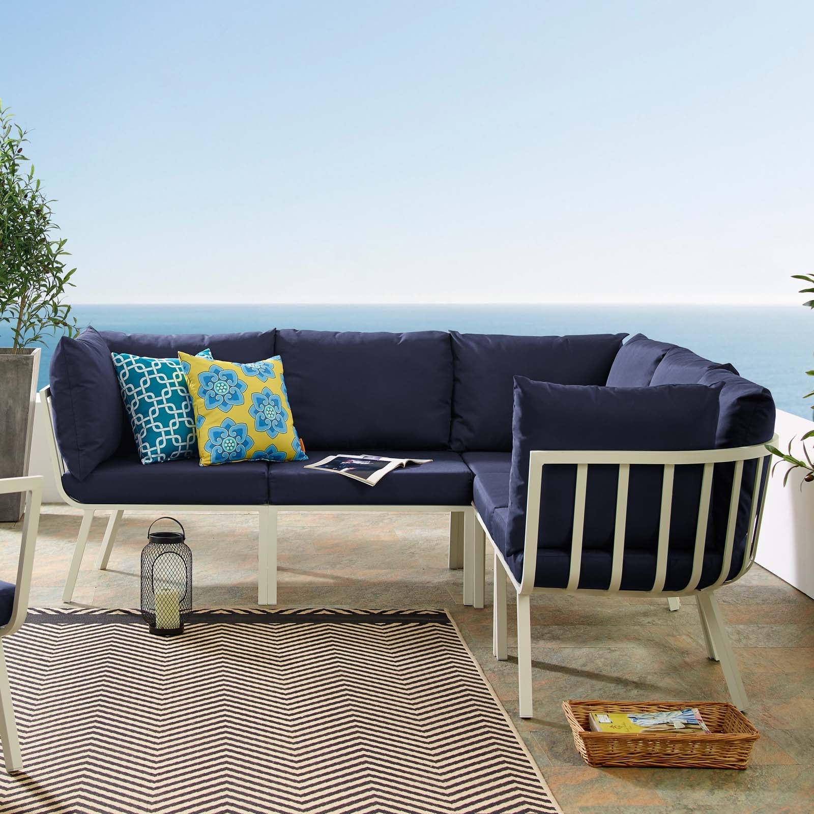 Riverside 5 Piece Outdoor Patio Aluminum Sectional by Modway