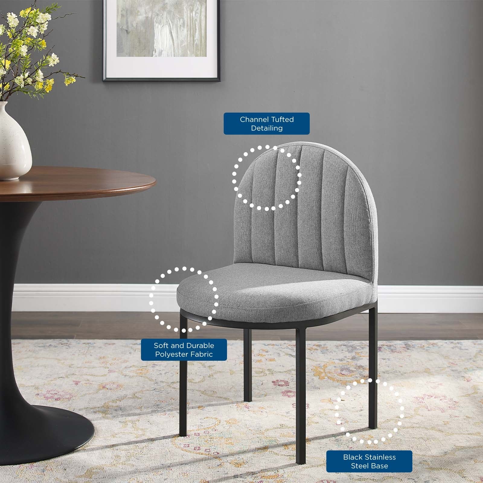 Isla Channel Tufted Upholstered Fabric Dining Side Chair by Modway