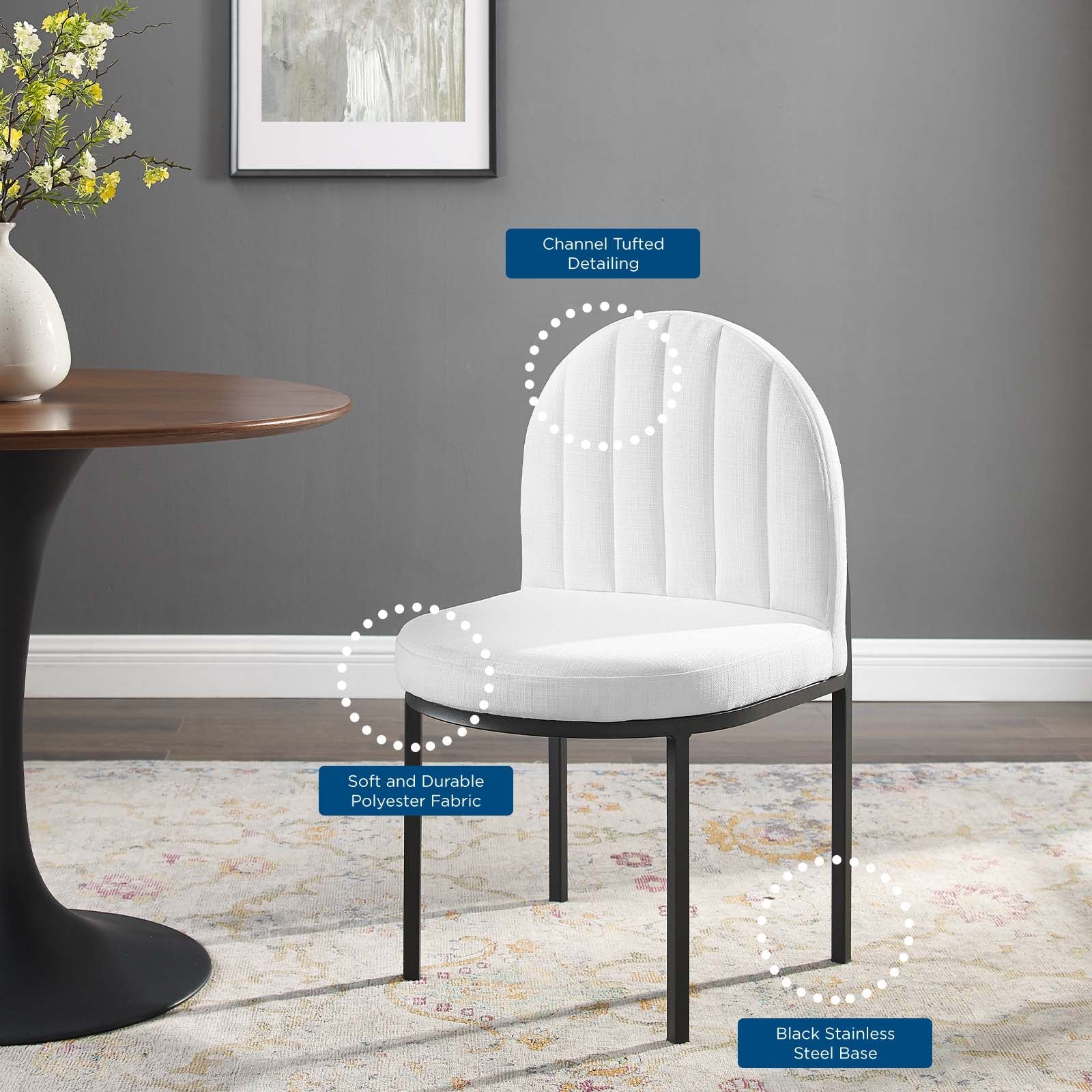 Isla Channel Tufted Upholstered Fabric Dining Side Chair by Modway