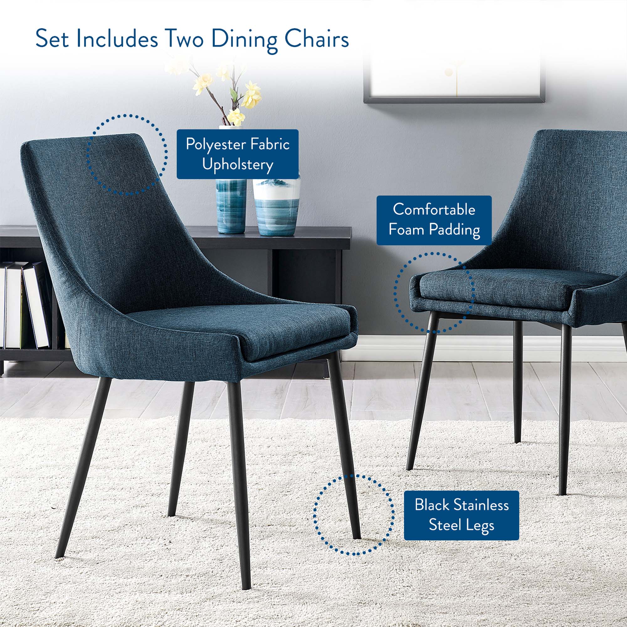 Viscount Upholstered Fabric Dining Chairs Set of 2 by Modway
