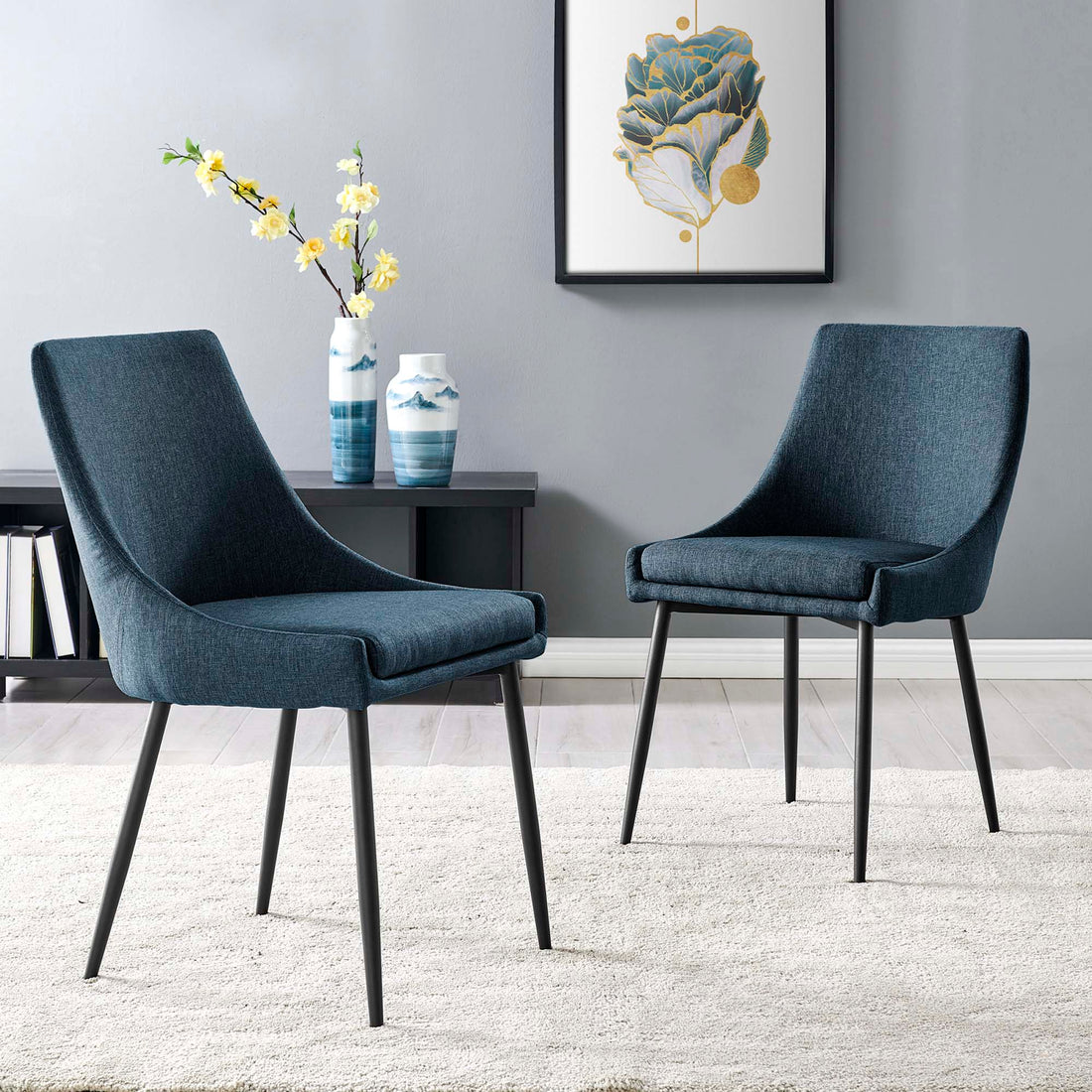 Viscount Upholstered Fabric Dining Chairs Set of 2 by Modway