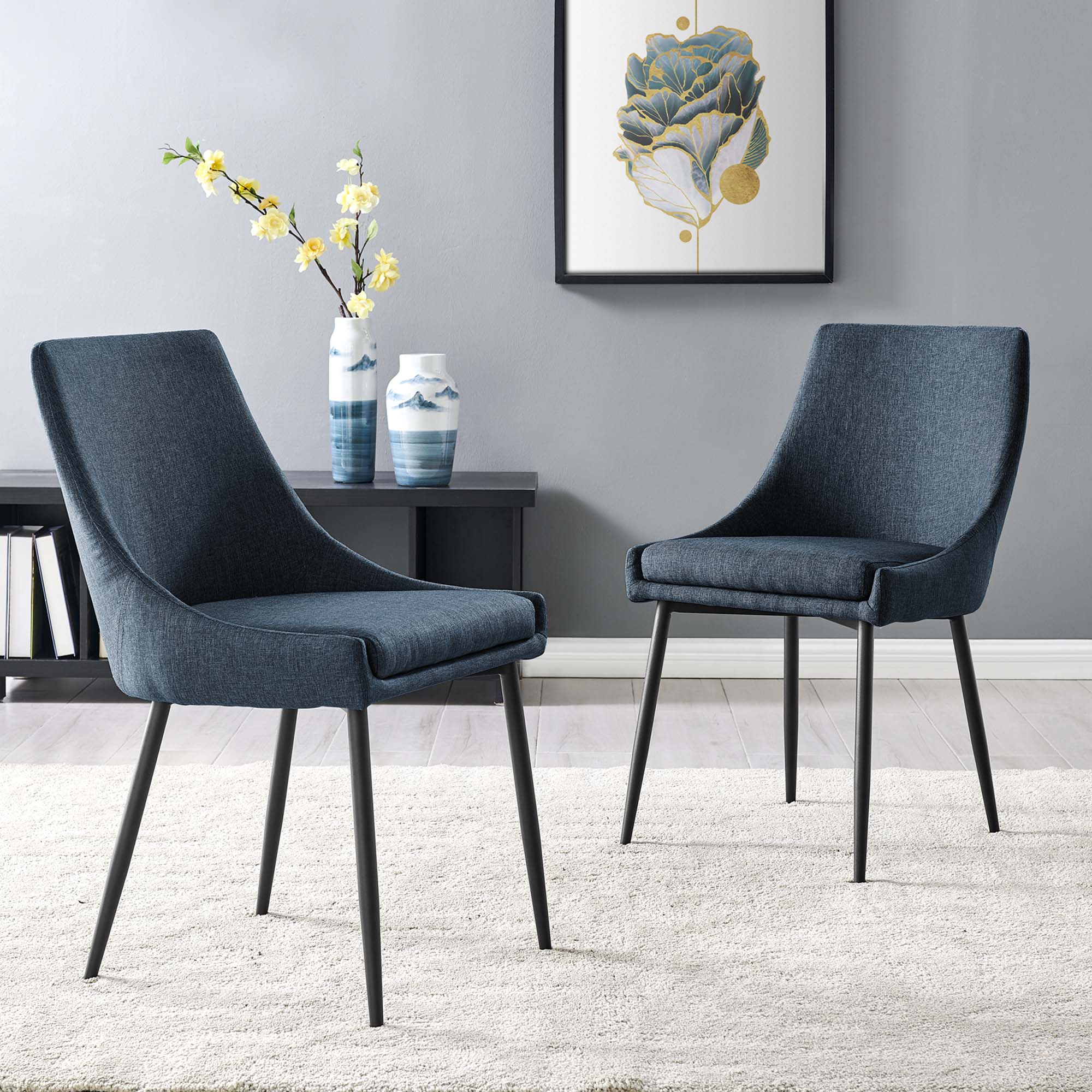 Viscount Upholstered Fabric Dining Chairs Set of 2 by Modway