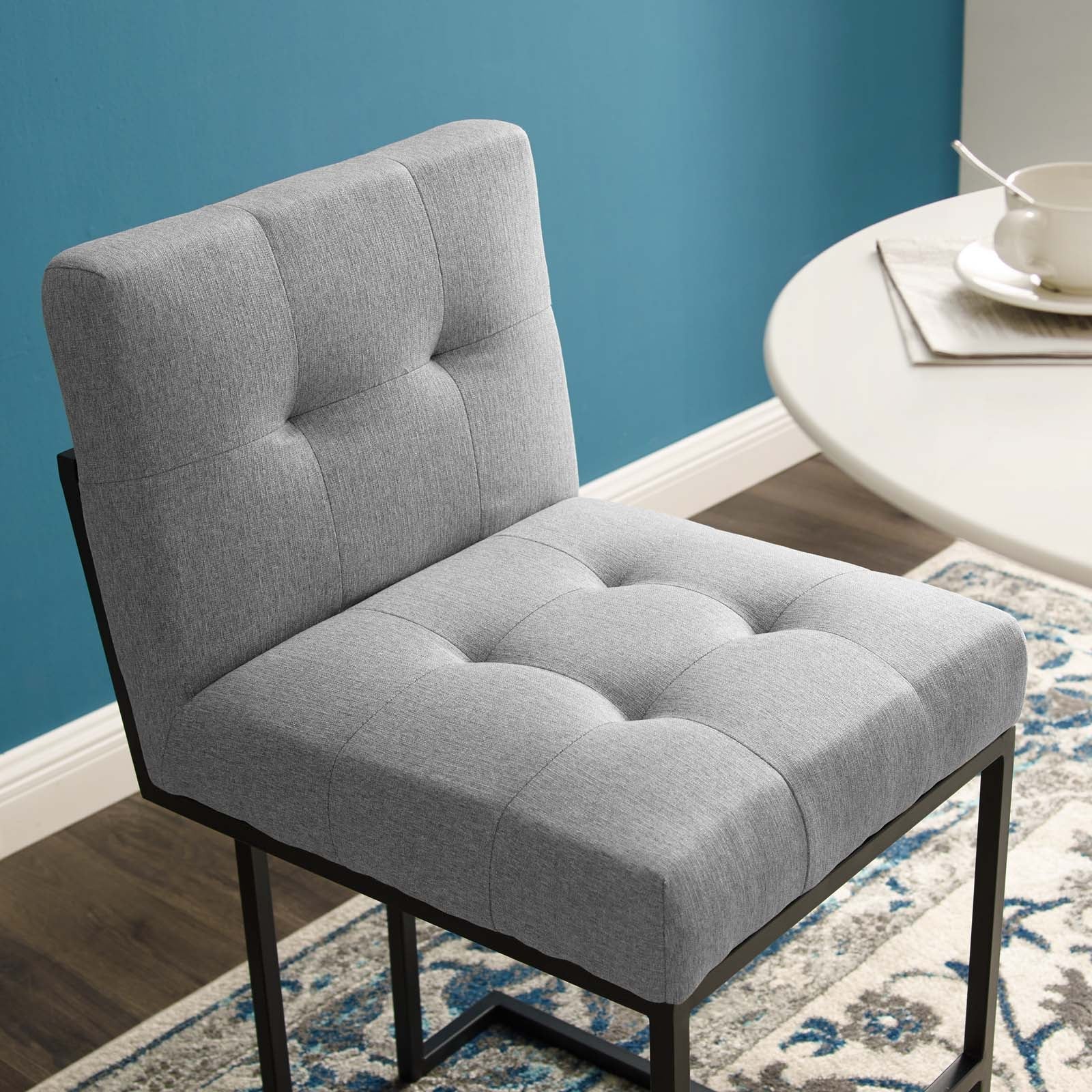 Privy Black Stainless Steel Upholstered Fabric Counter Stool by Modway