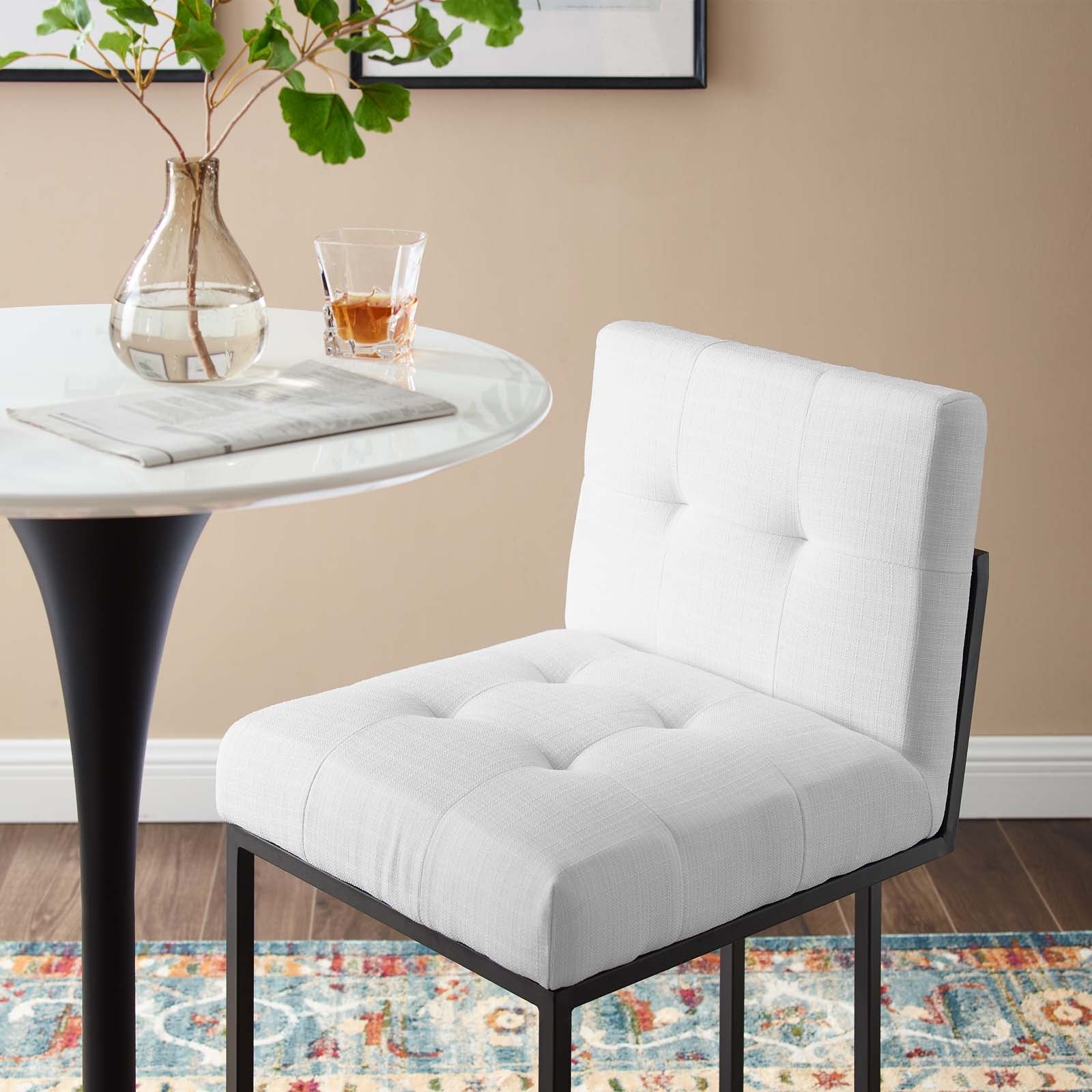 Privy Black Stainless Steel Upholstered Fabric Counter Stool by Modway