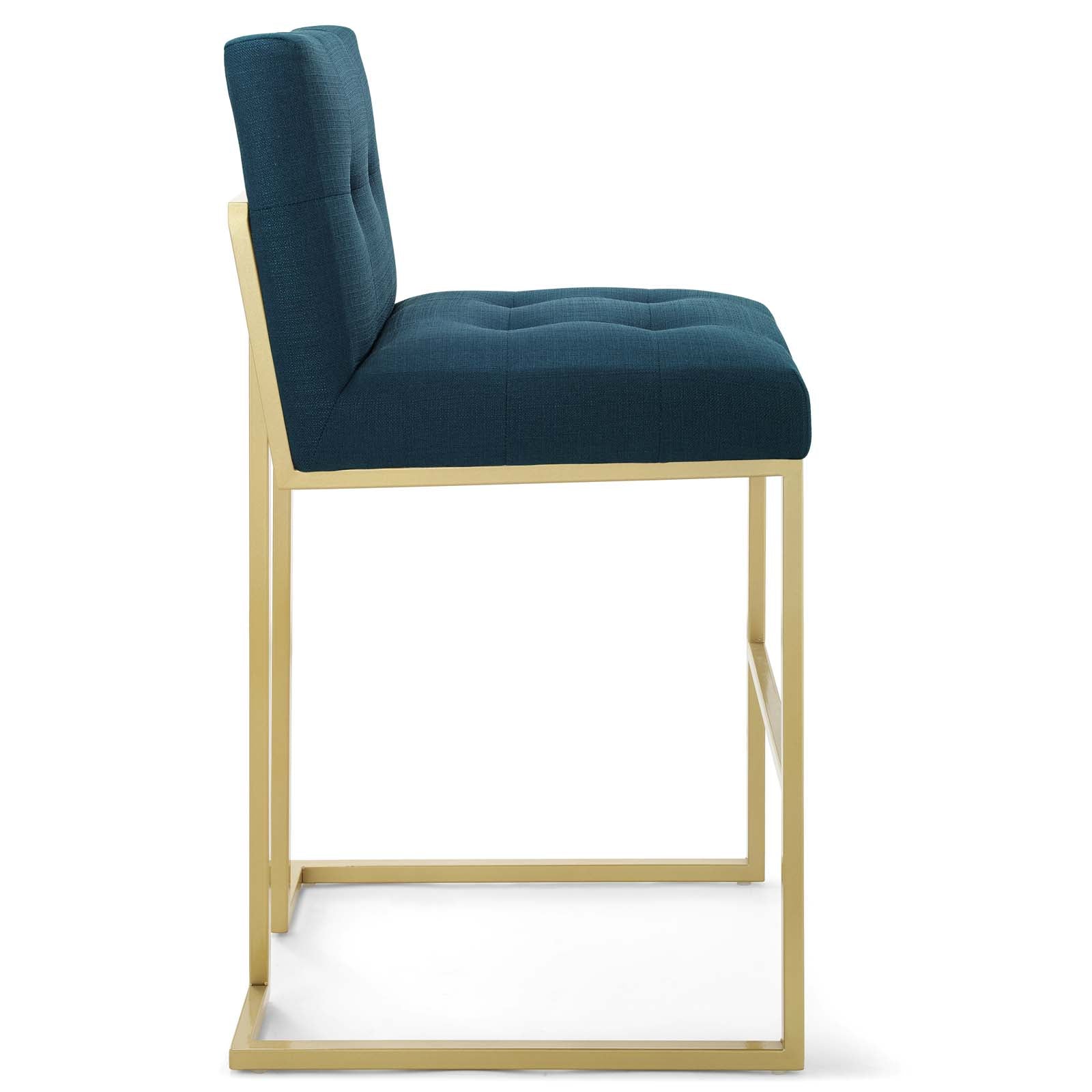 Privy Gold Stainless Steel Upholstered Fabric Bar Stool by Modway