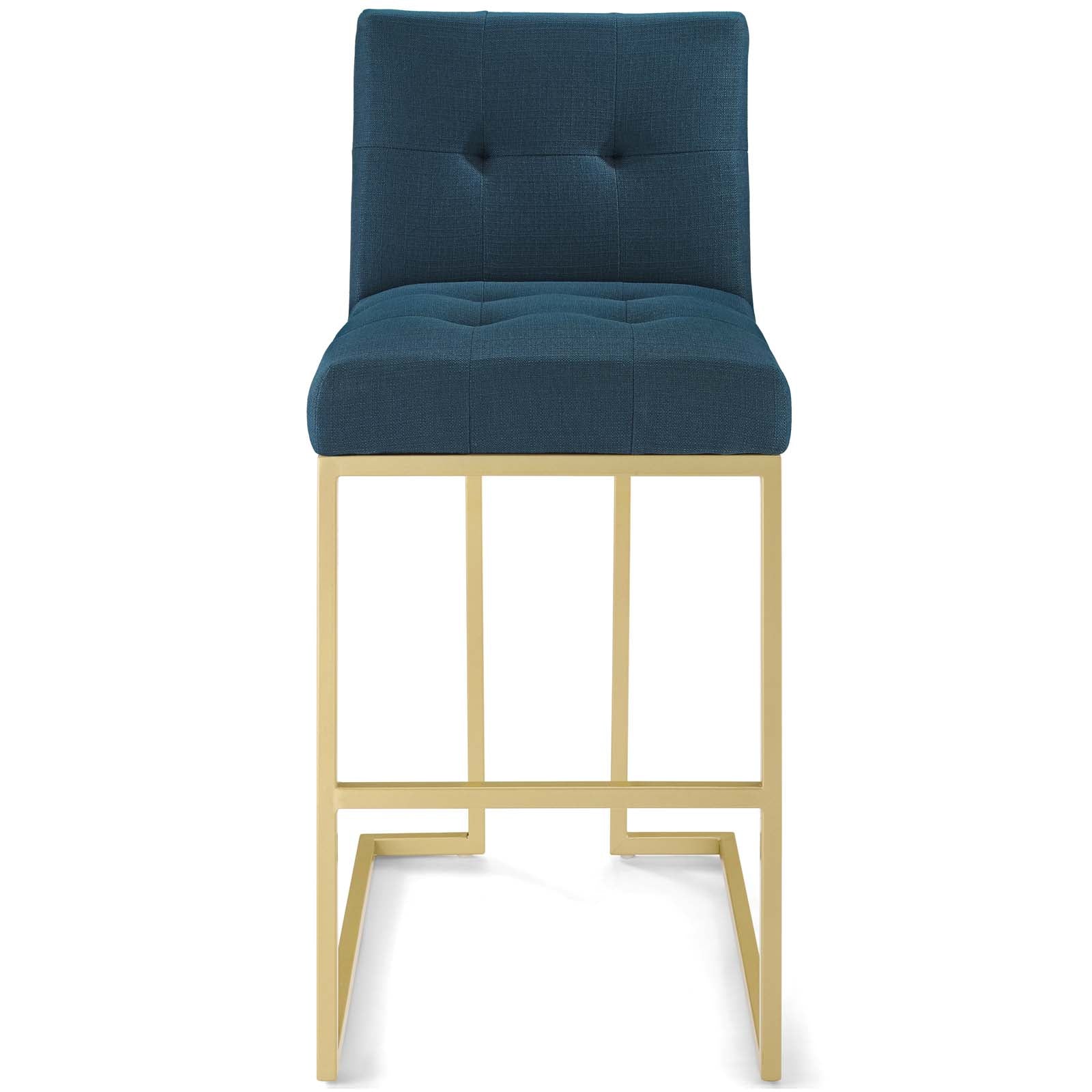 Privy Gold Stainless Steel Upholstered Fabric Bar Stool by Modway