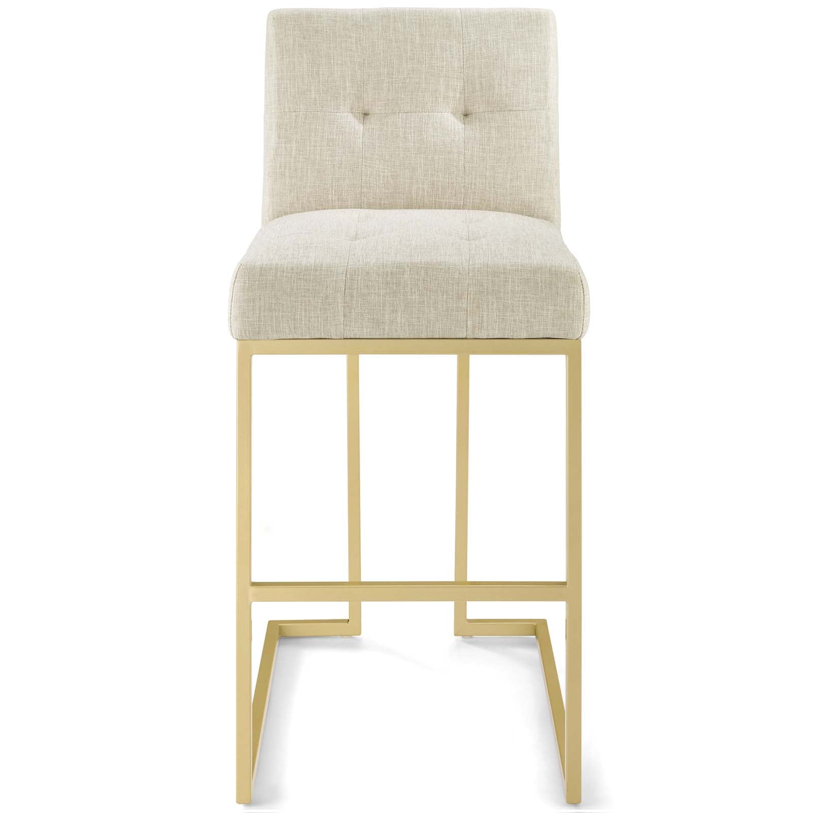Privy Gold Stainless Steel Upholstered Fabric Bar Stool by Modway