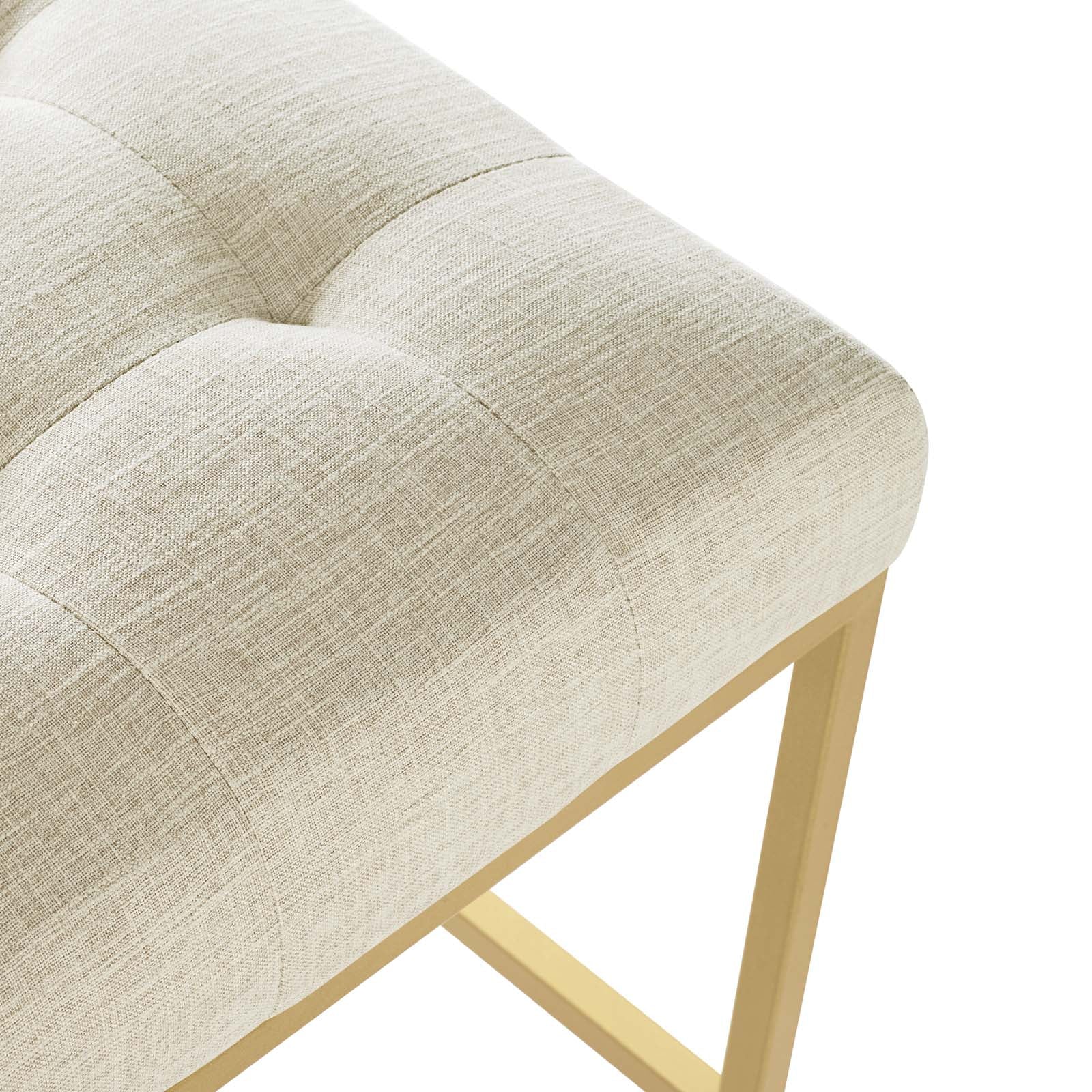 Privy Gold Stainless Steel Upholstered Fabric Bar Stool by Modway