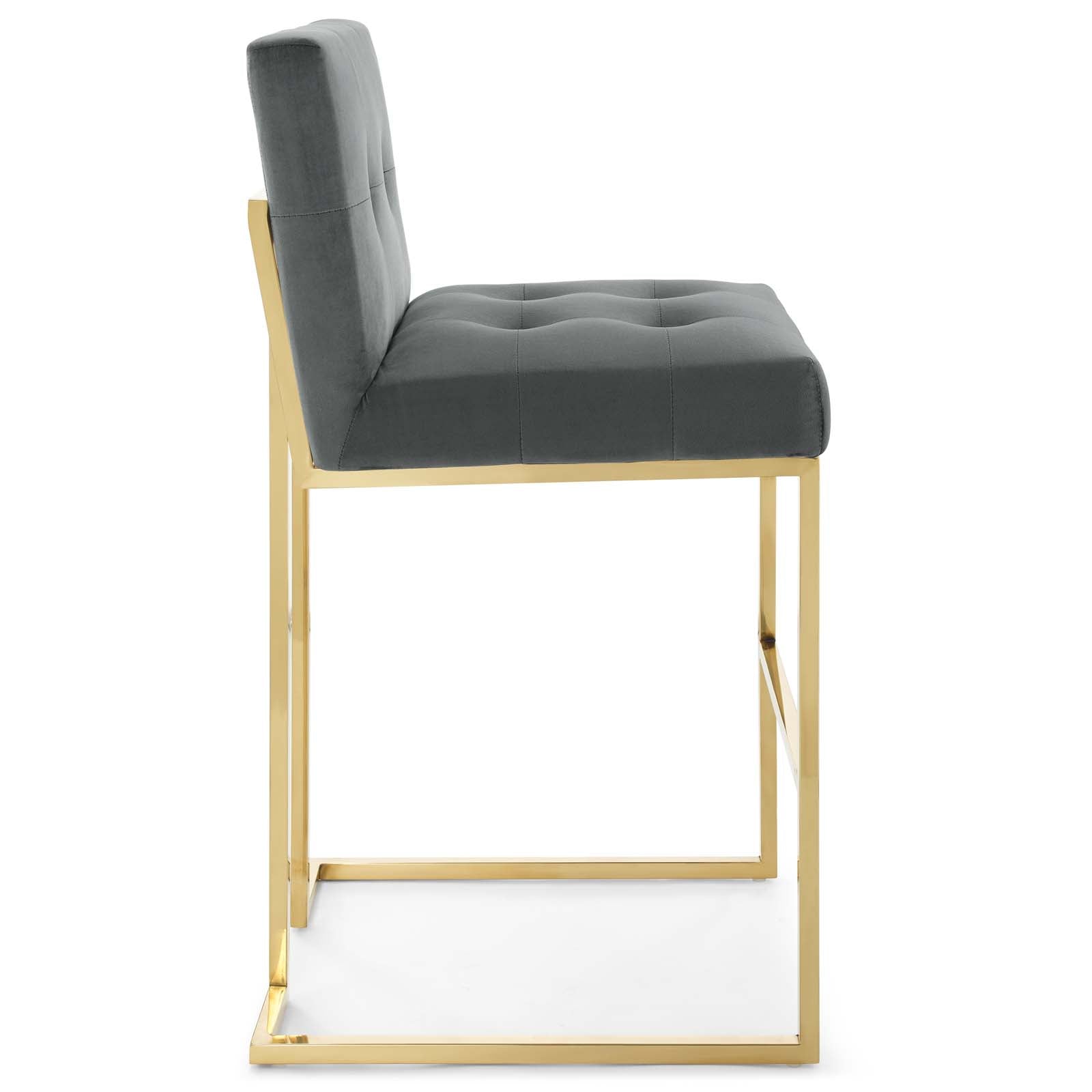 Privy Gold Stainless Steel Performance Velvet Bar Stool by Modway