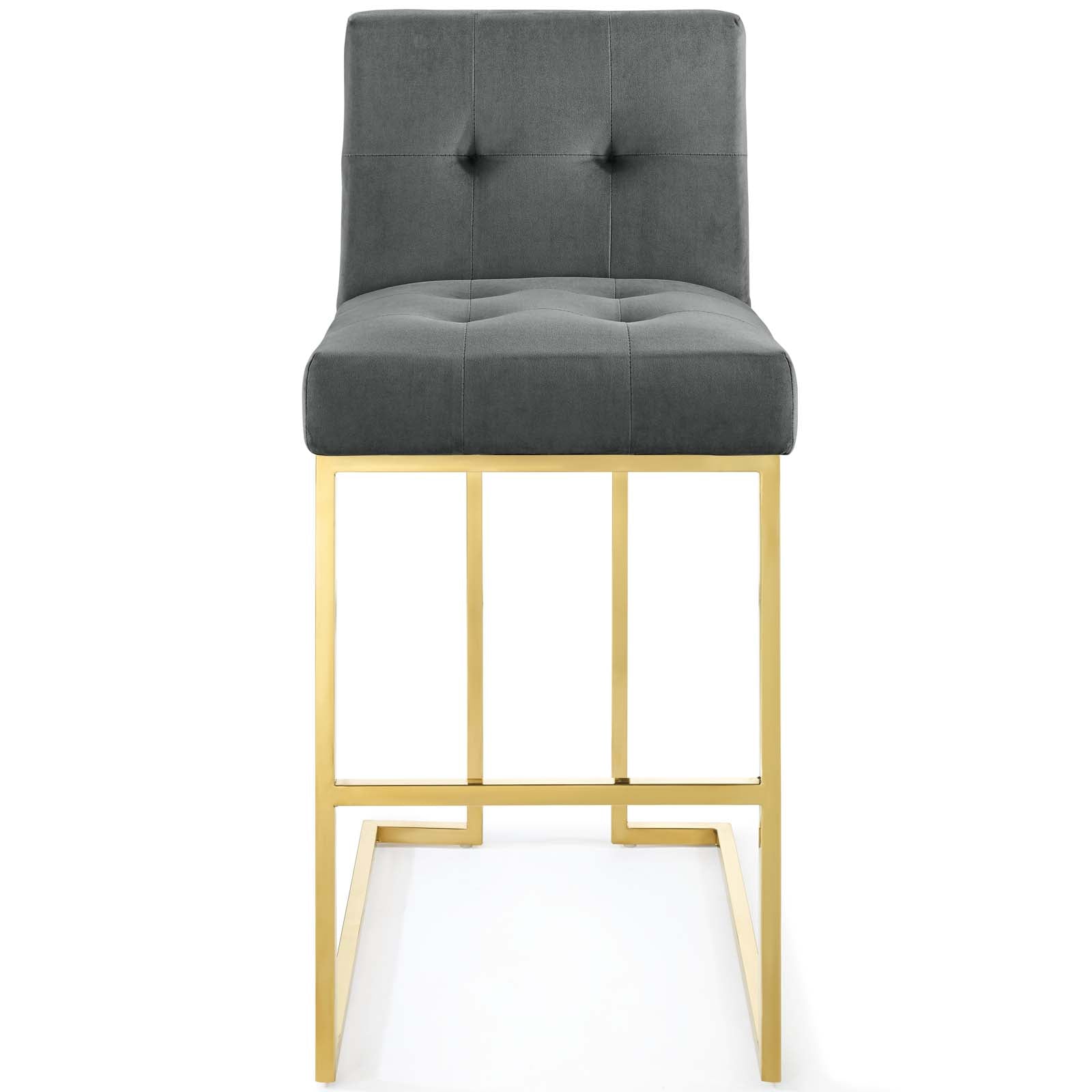Privy Gold Stainless Steel Performance Velvet Bar Stool by Modway