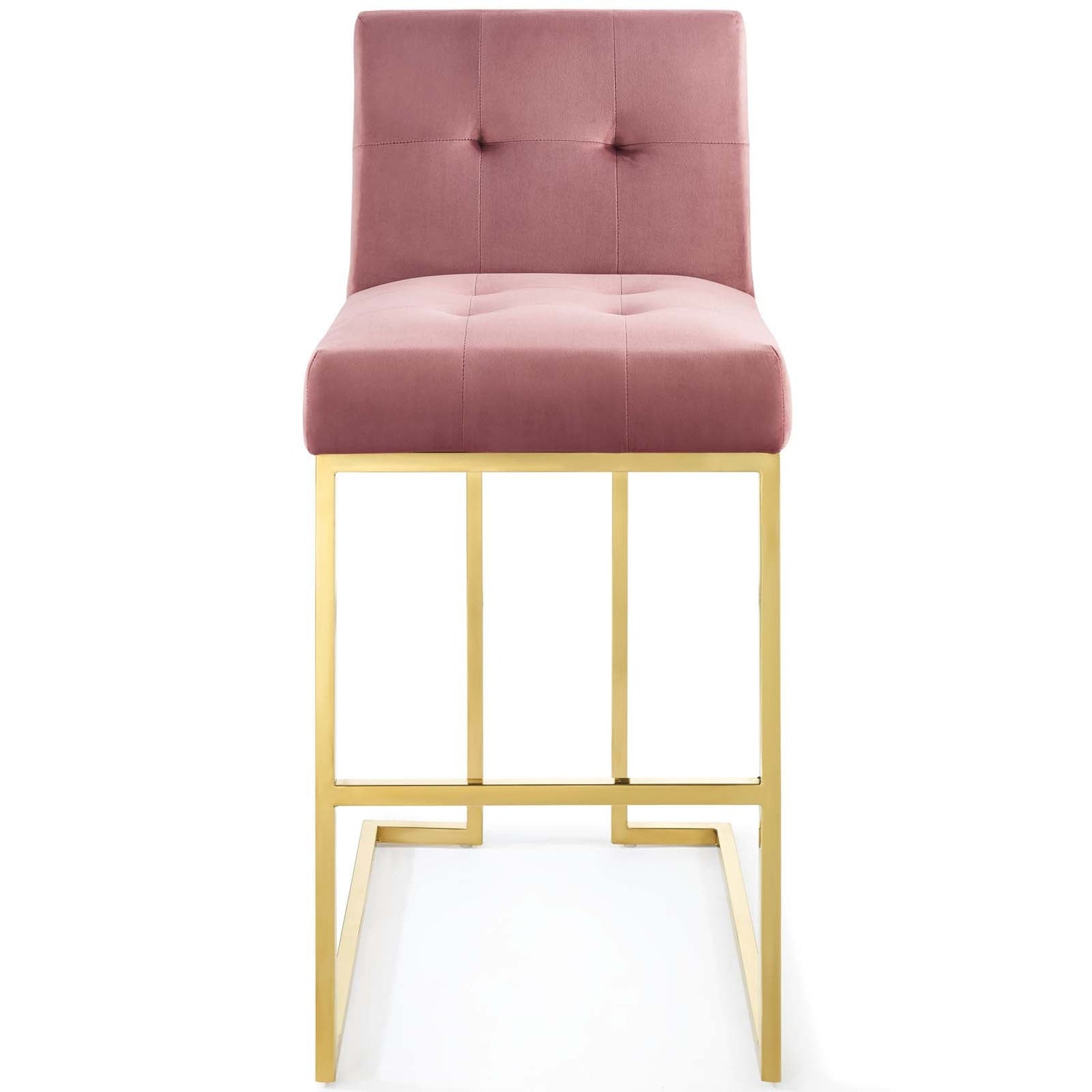 Privy Gold Stainless Steel Performance Velvet Bar Stool by Modway