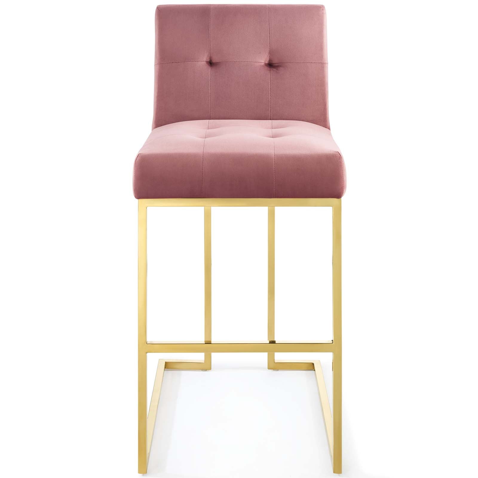 Privy Gold Stainless Steel Performance Velvet Bar Stool by Modway