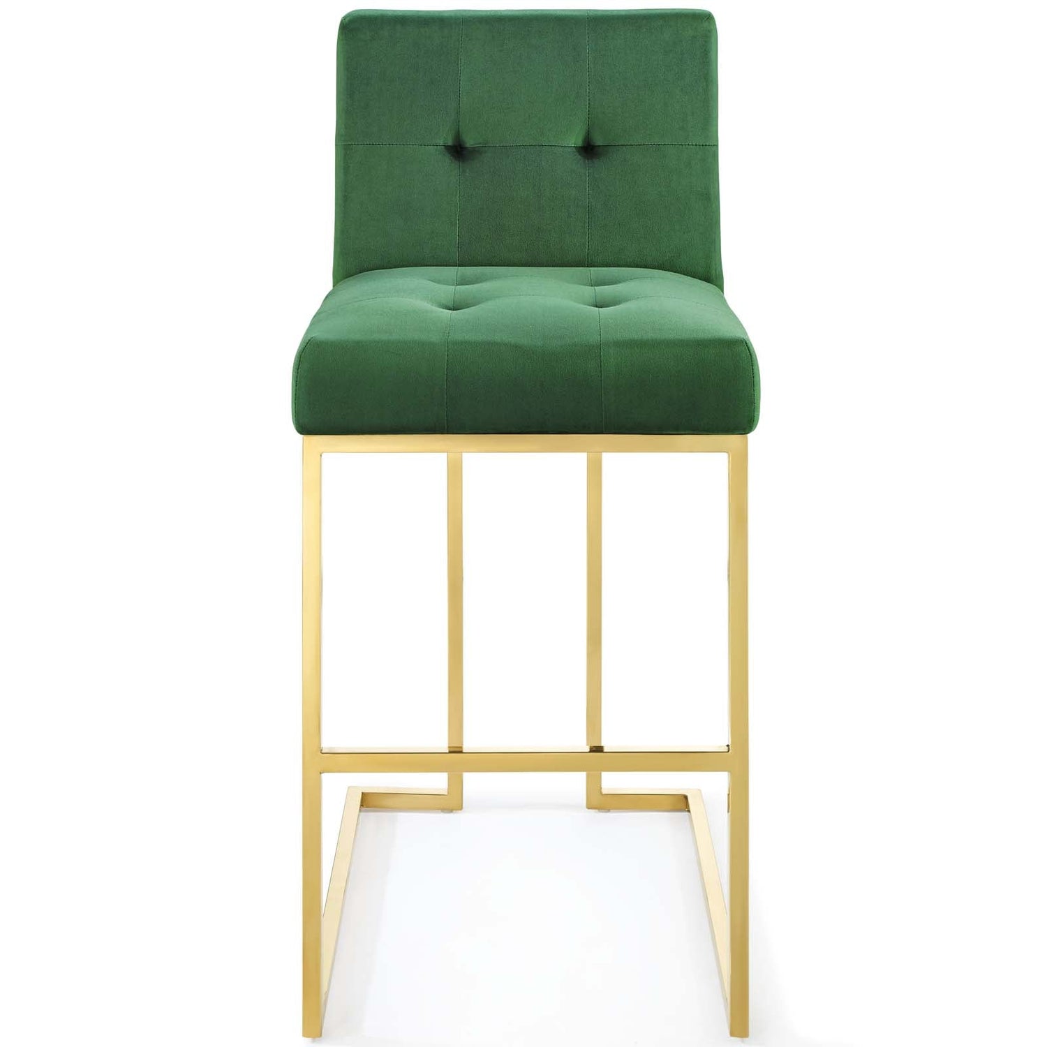 Privy Gold Stainless Steel Performance Velvet Bar Stool by Modway