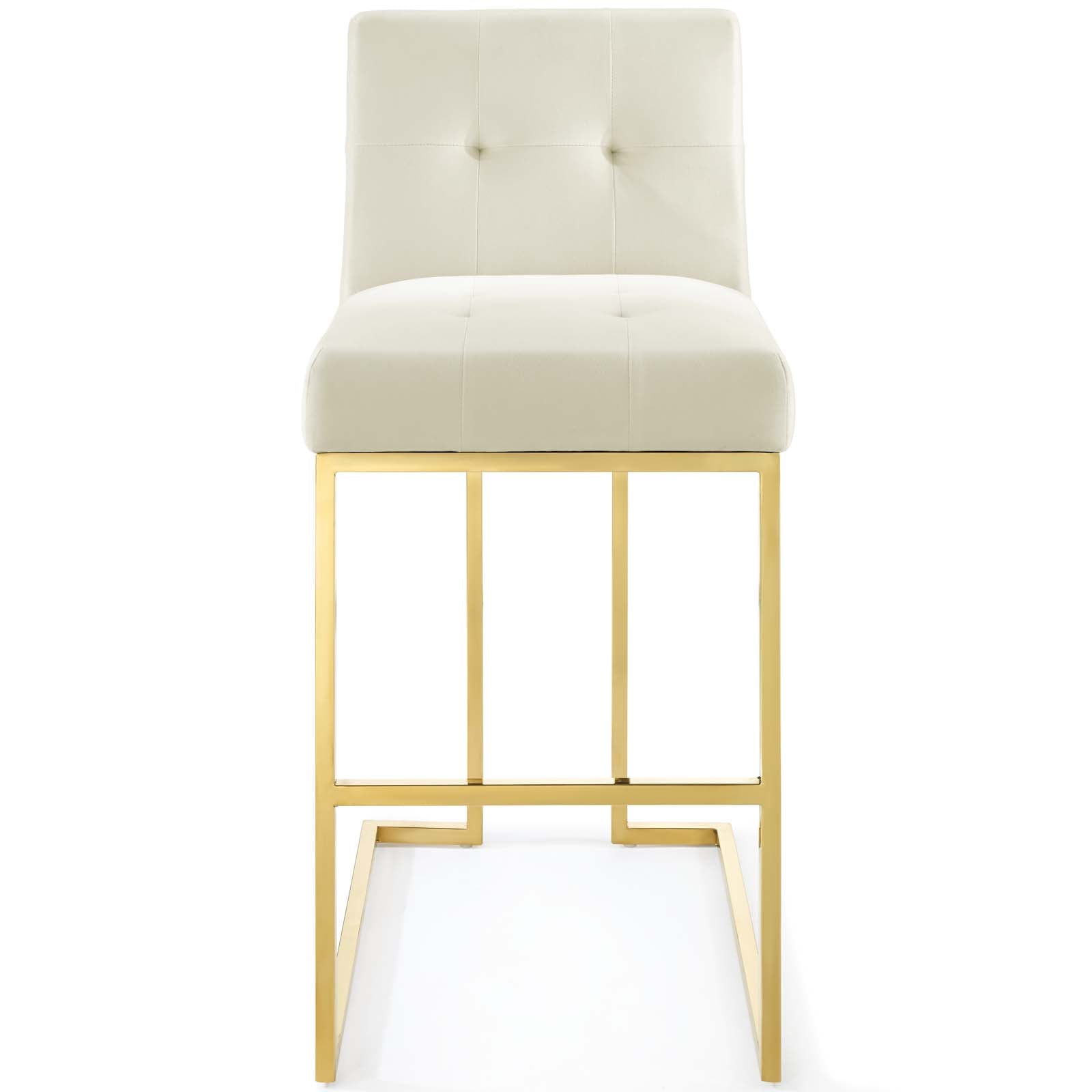 Privy Gold Stainless Steel Performance Velvet Bar Stool by Modway