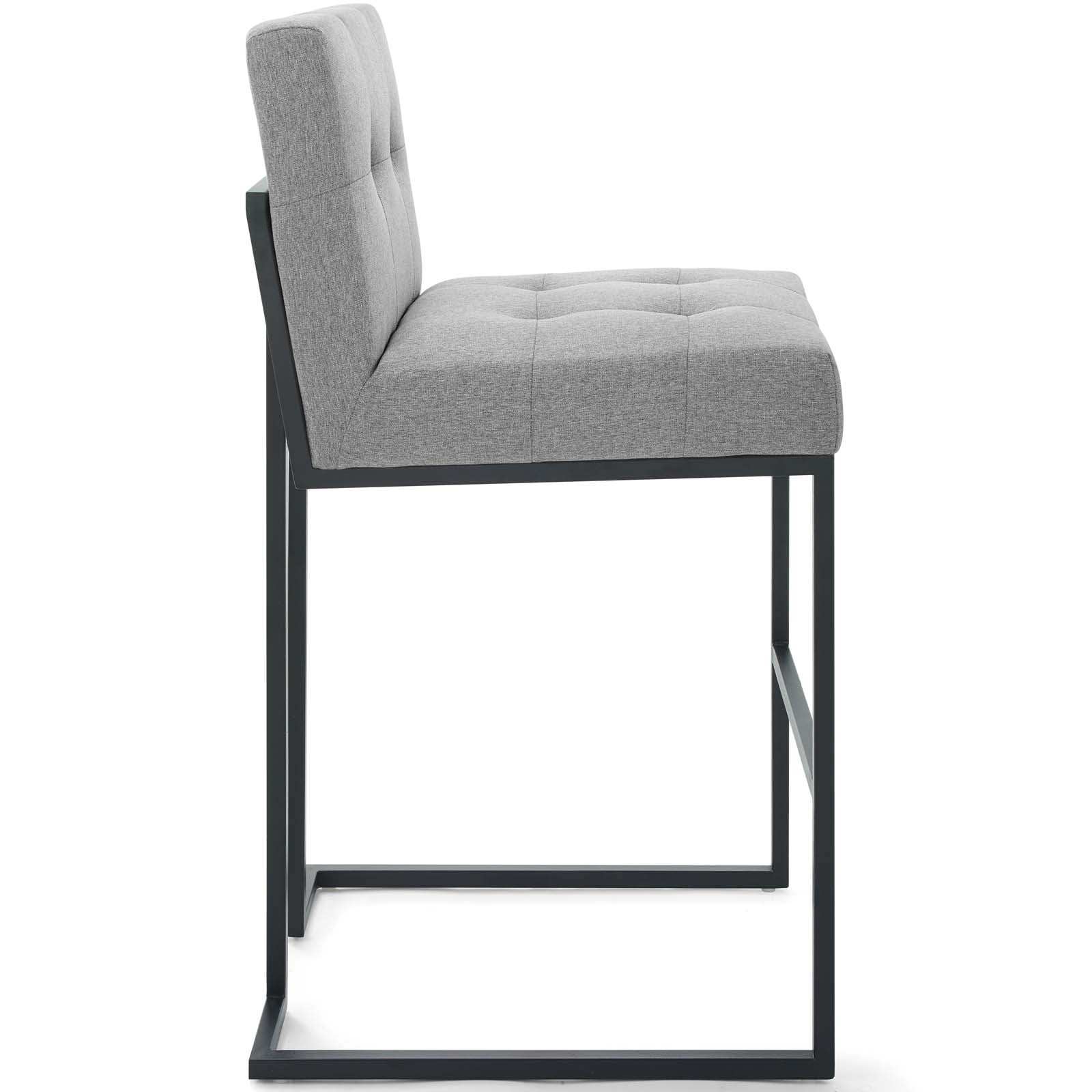 Privy Black Stainless Steel Upholstered Fabric Bar Stool by Modway