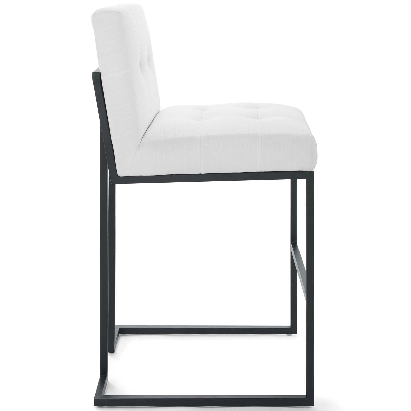 Privy Black Stainless Steel Upholstered Fabric Bar Stool by Modway