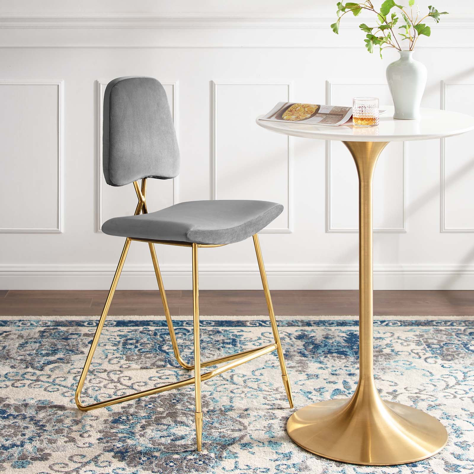 Ponder Performance Velvet Bar Stool by Modway