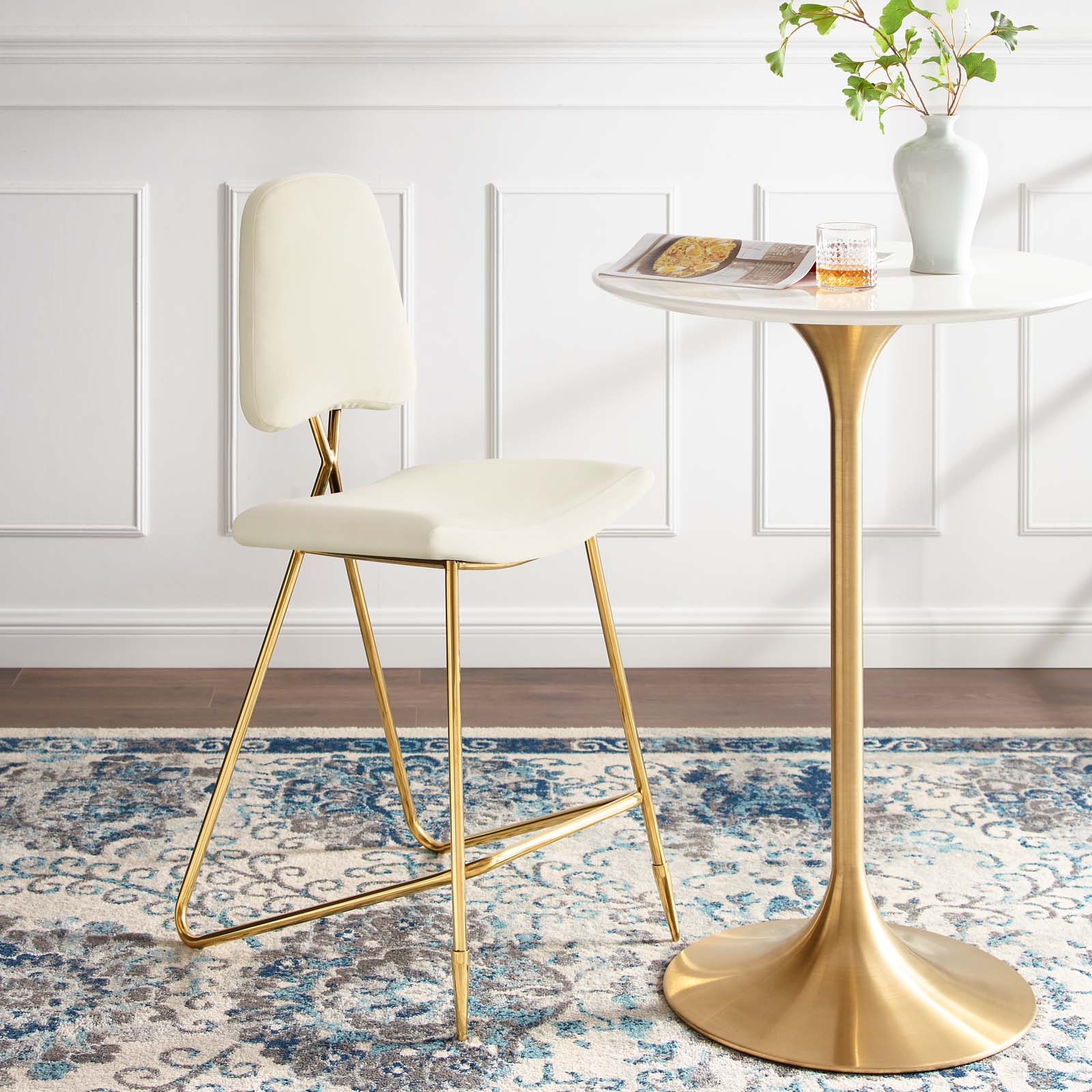 Ponder Performance Velvet Bar Stool by Modway