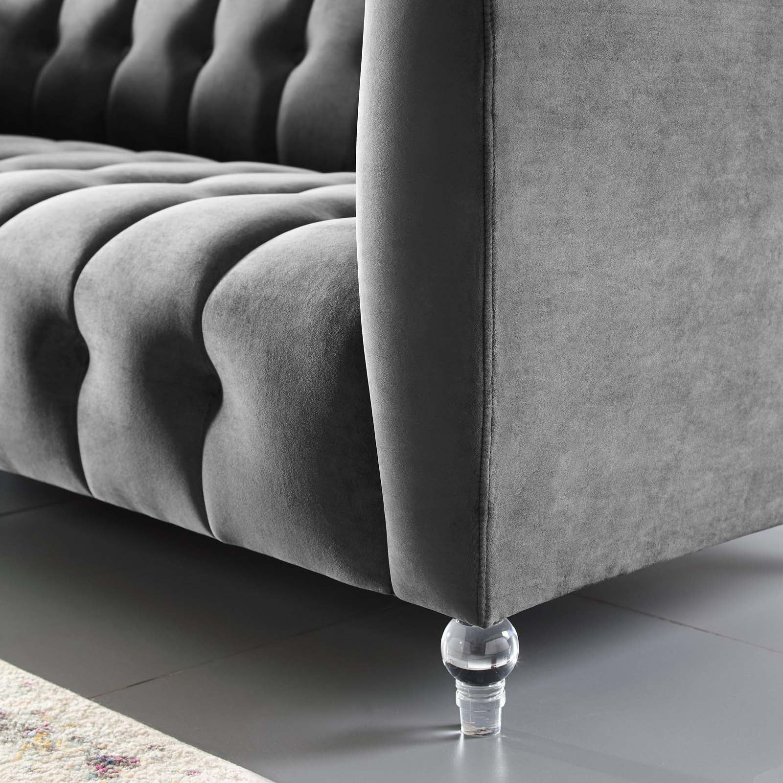 Mesmer Channel Tufted Button Performance Velvet Sofa by Modway