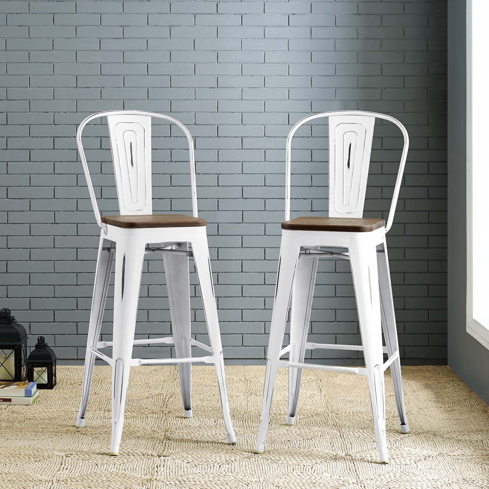 Promenade Bar Stool Metal Set of 2 by Modway