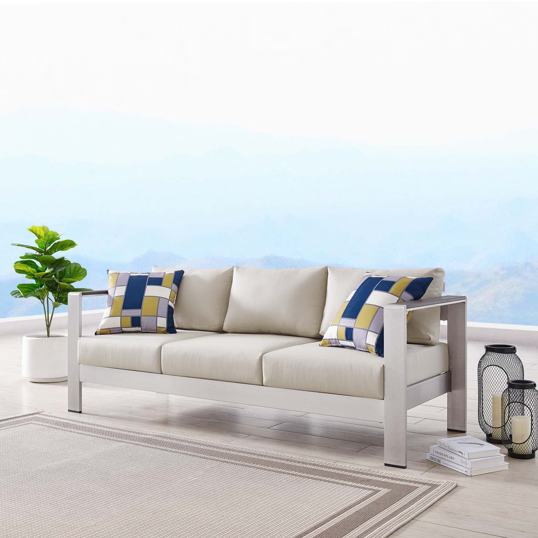 Shore Outdoor Patio Aluminum Sofa by Modway