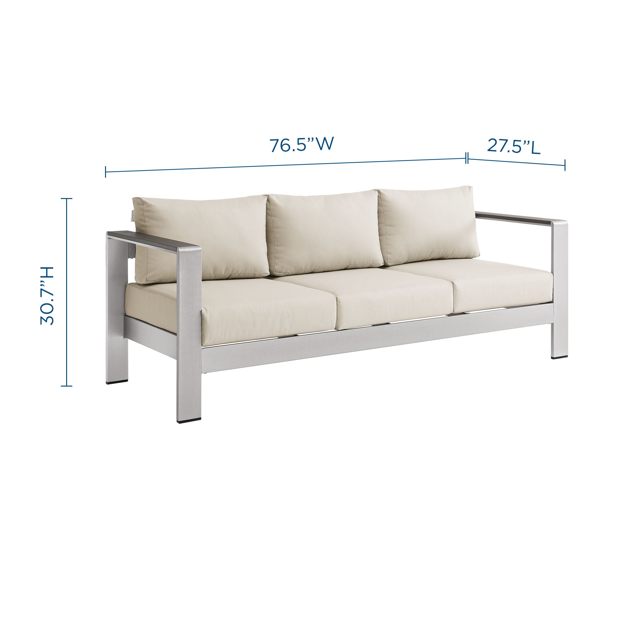 Shore Outdoor Patio Aluminum Sofa by Modway