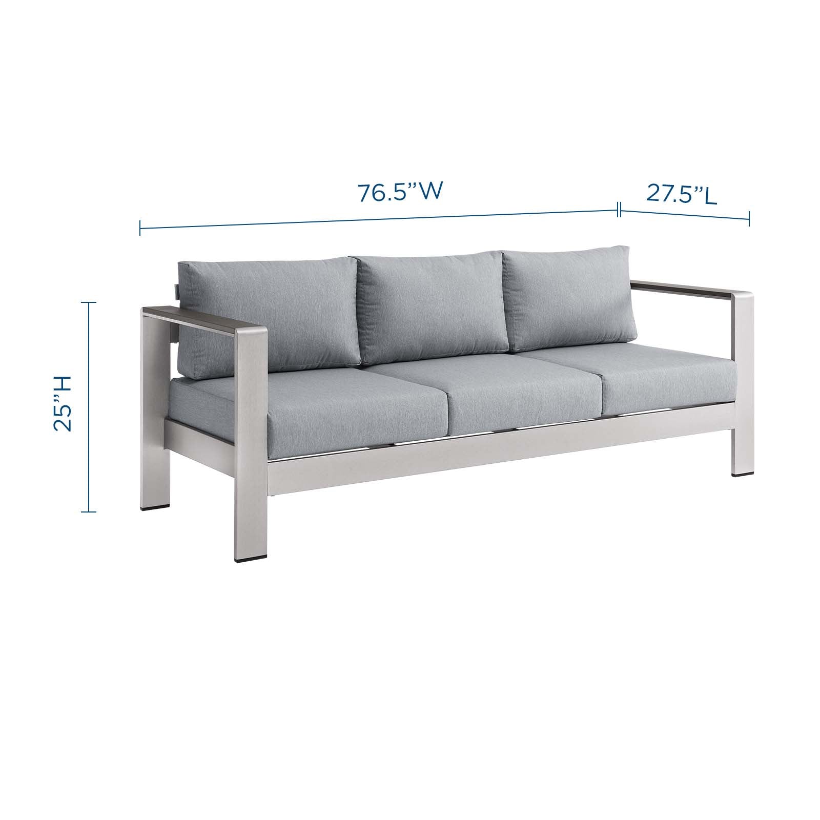 Shore Outdoor Patio Aluminum Sofa by Modway