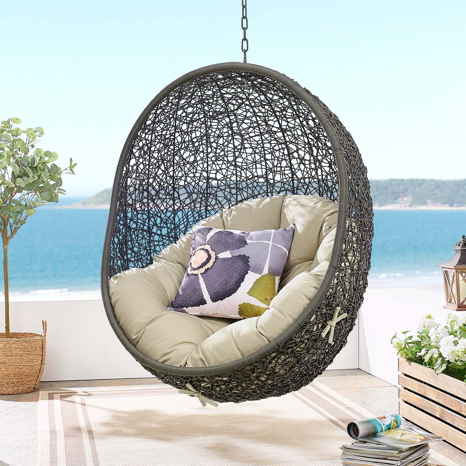 Hide Outdoor Patio Sunbrella® Swing Chair With Stand by Modway