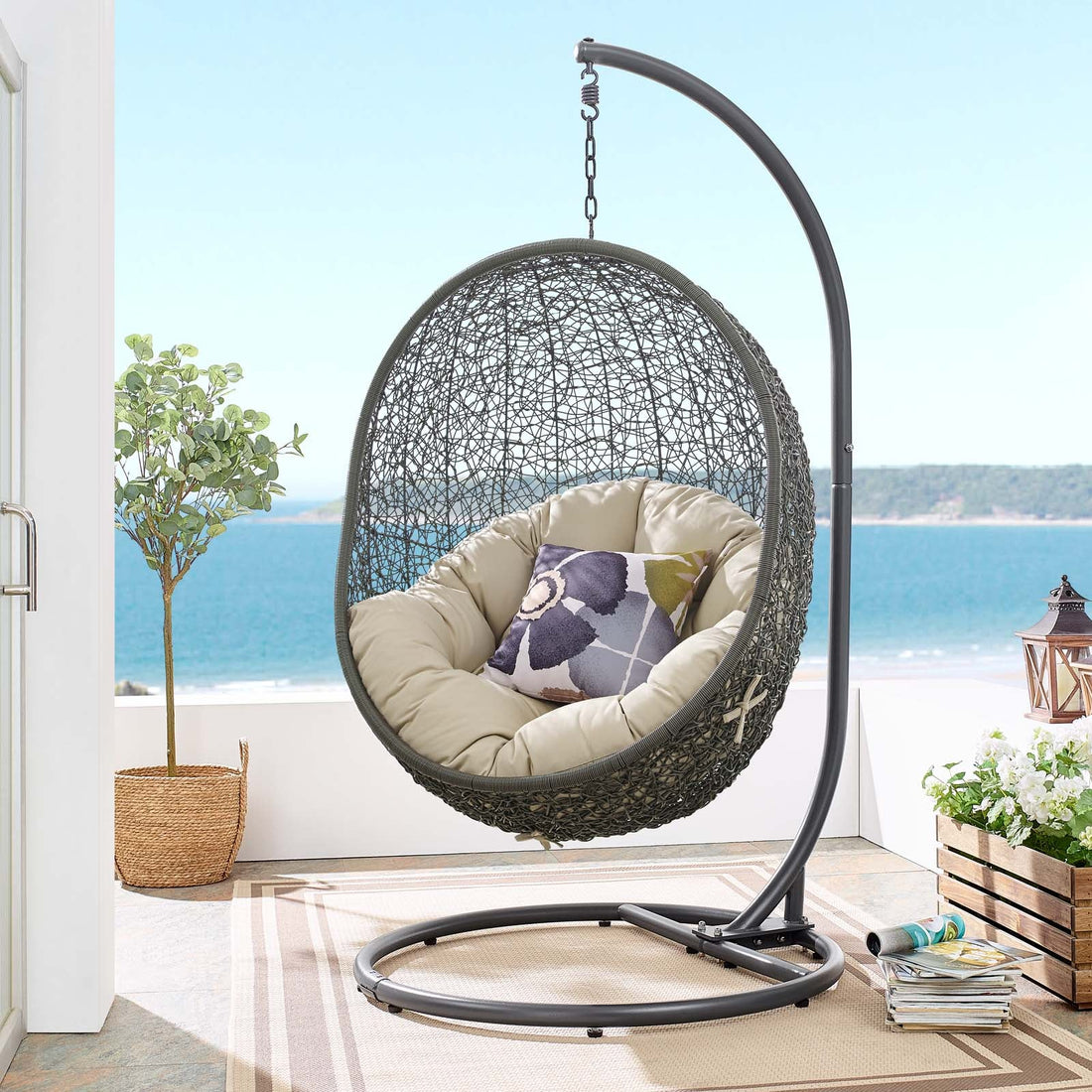 Hide Outdoor Patio Sunbrella® Swing Chair With Stand by Modway