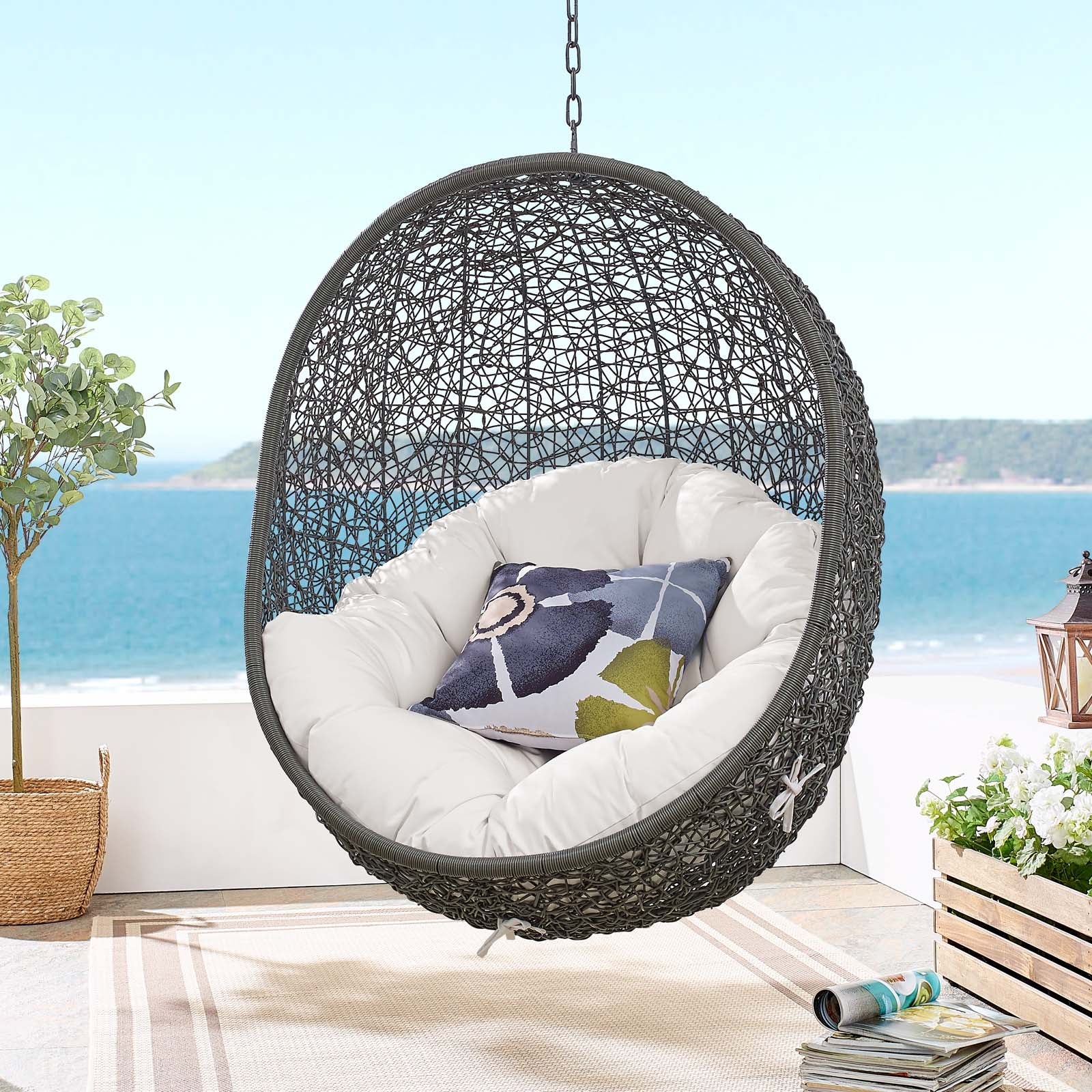 Hide Outdoor Patio Sunbrella® Swing Chair With Stand by Modway