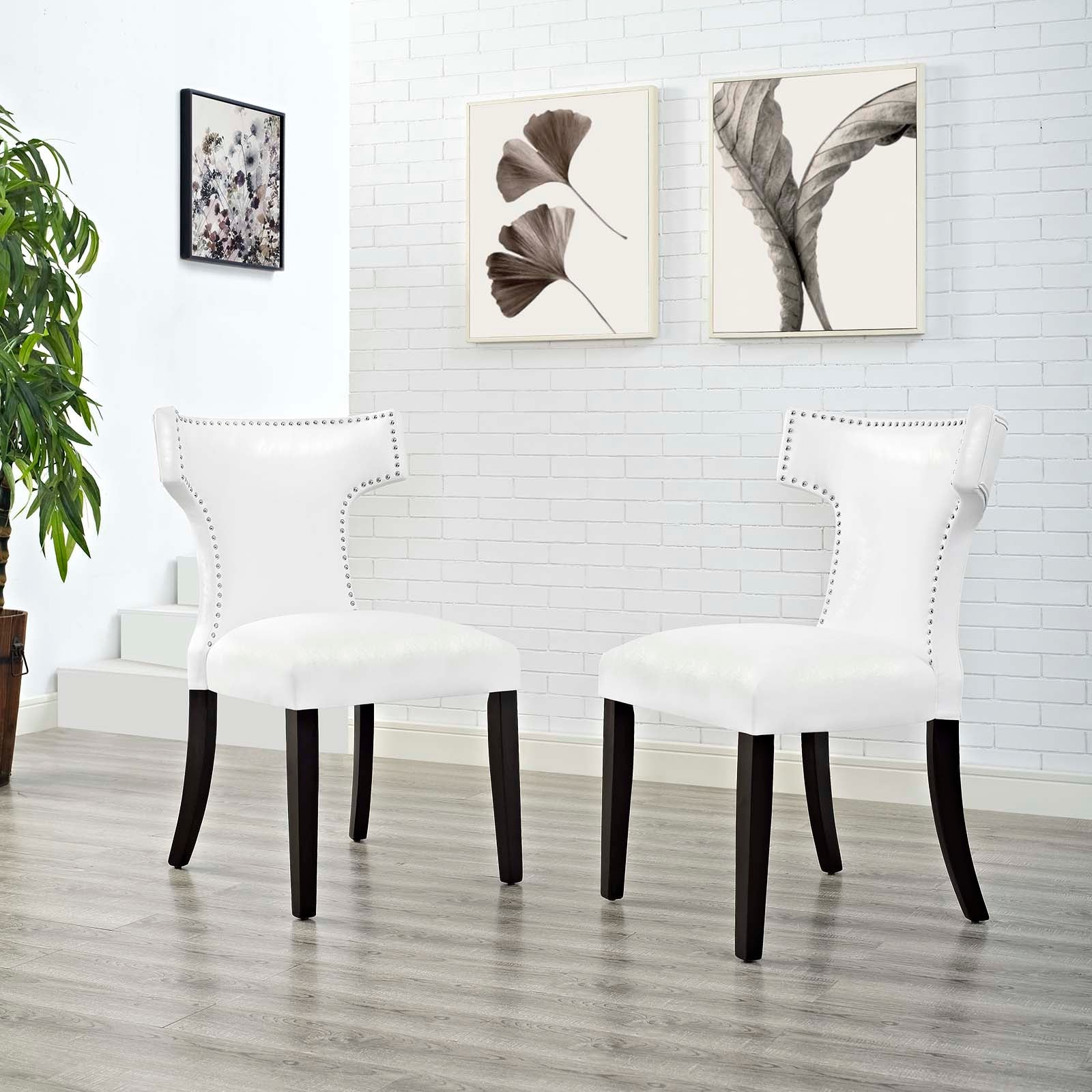 Curve Dining Chair Vinyl Set of 2 by Modway