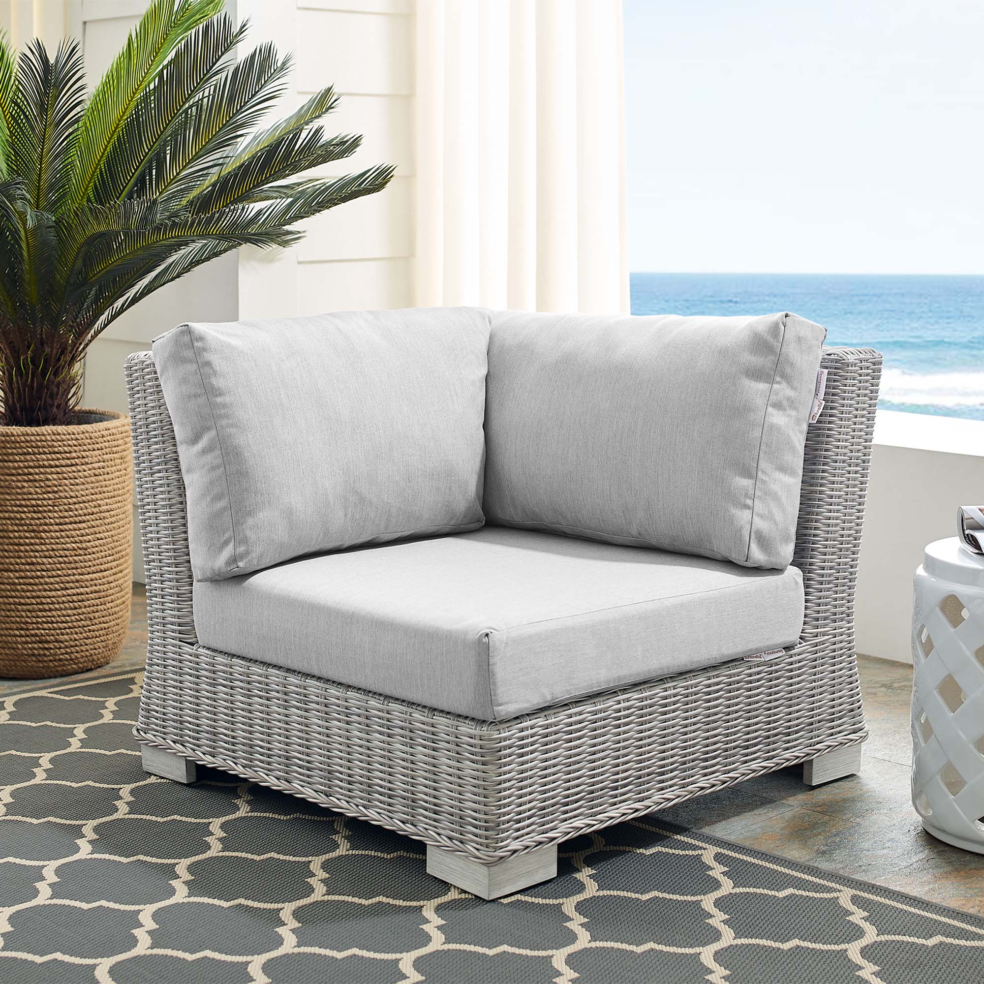 Conway Sunbrella® Outdoor Patio Wicker Rattan Corner Chair by Modway