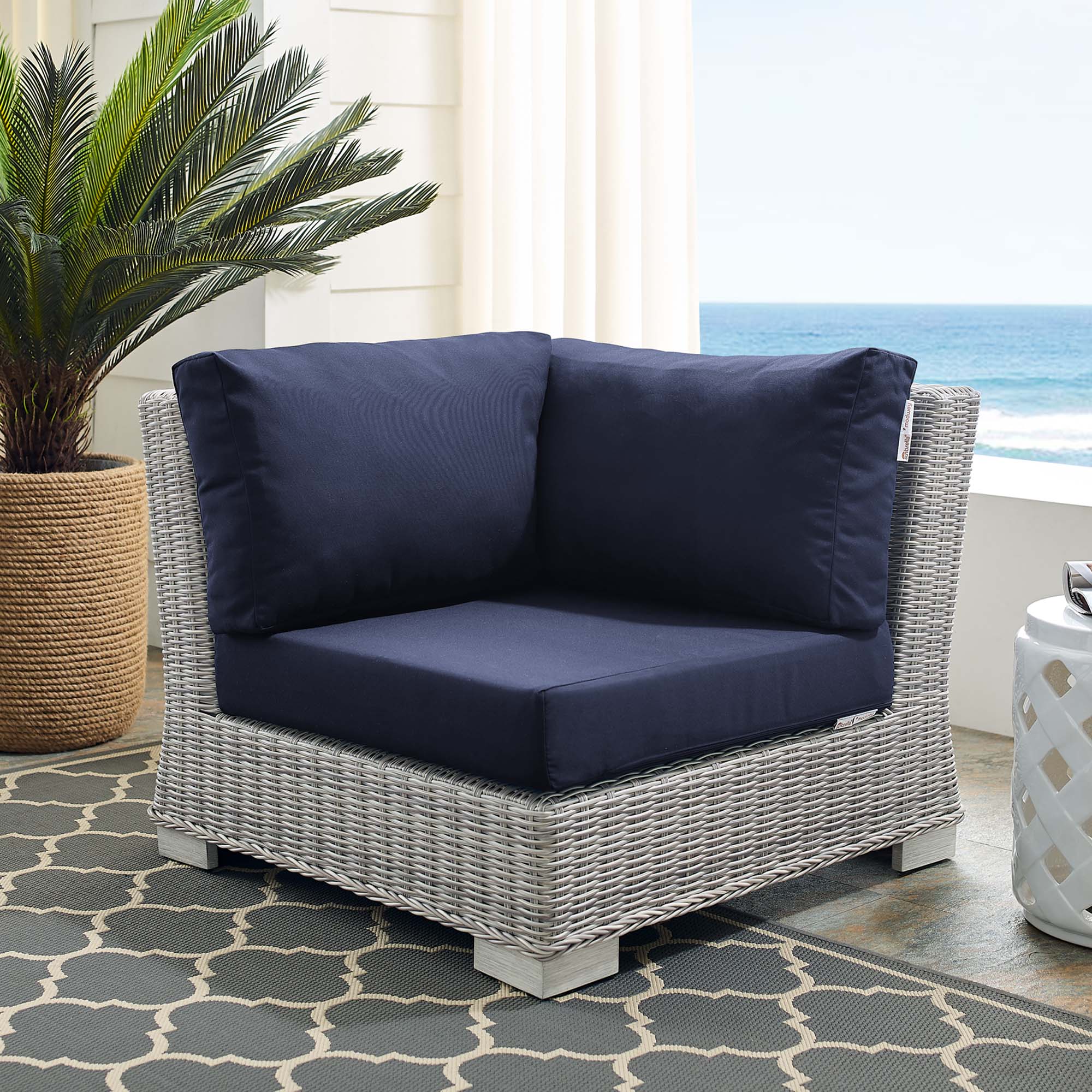 Conway Sunbrella® Outdoor Patio Wicker Rattan Corner Chair by Modway