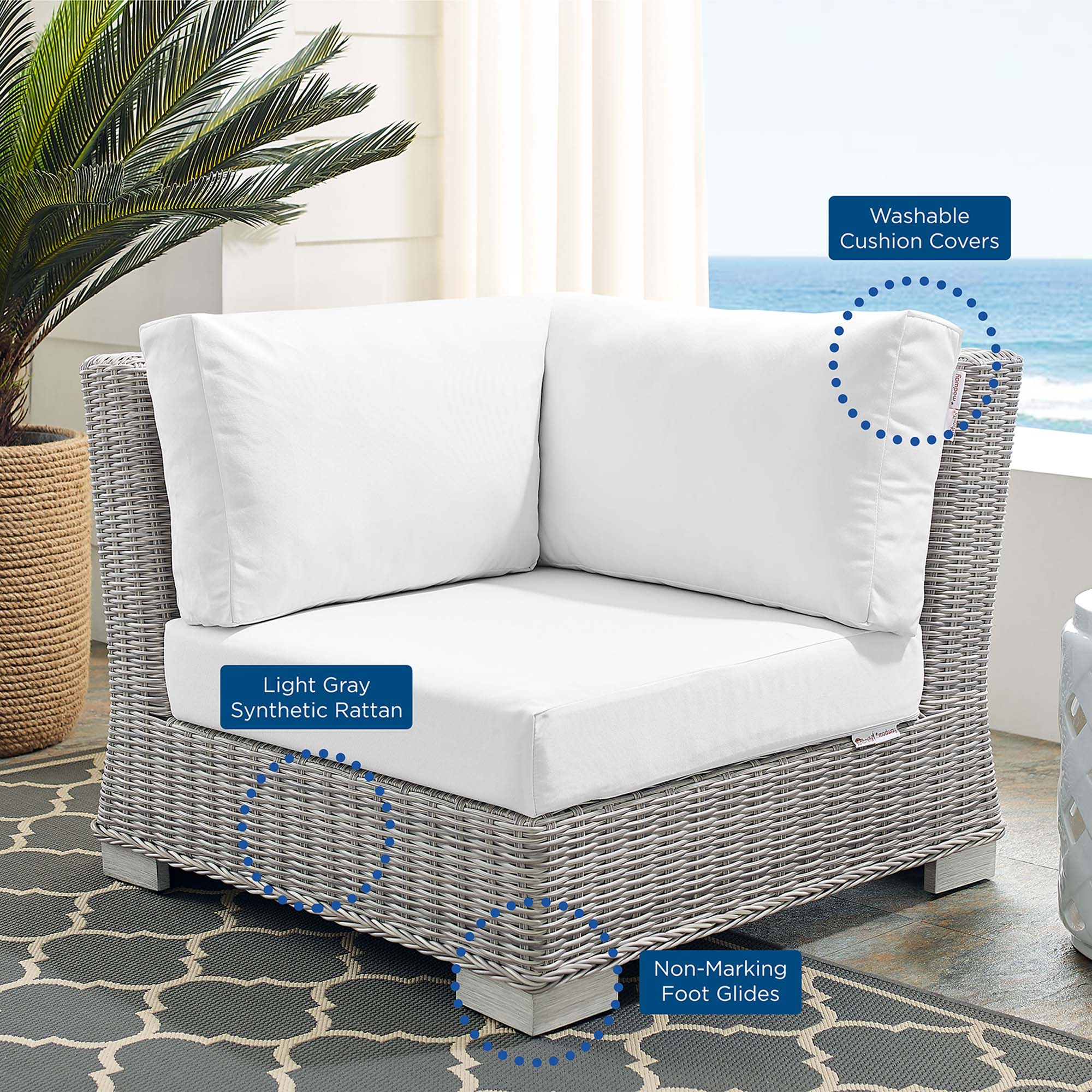 Conway Sunbrella® Outdoor Patio Wicker Rattan Corner Chair by Modway