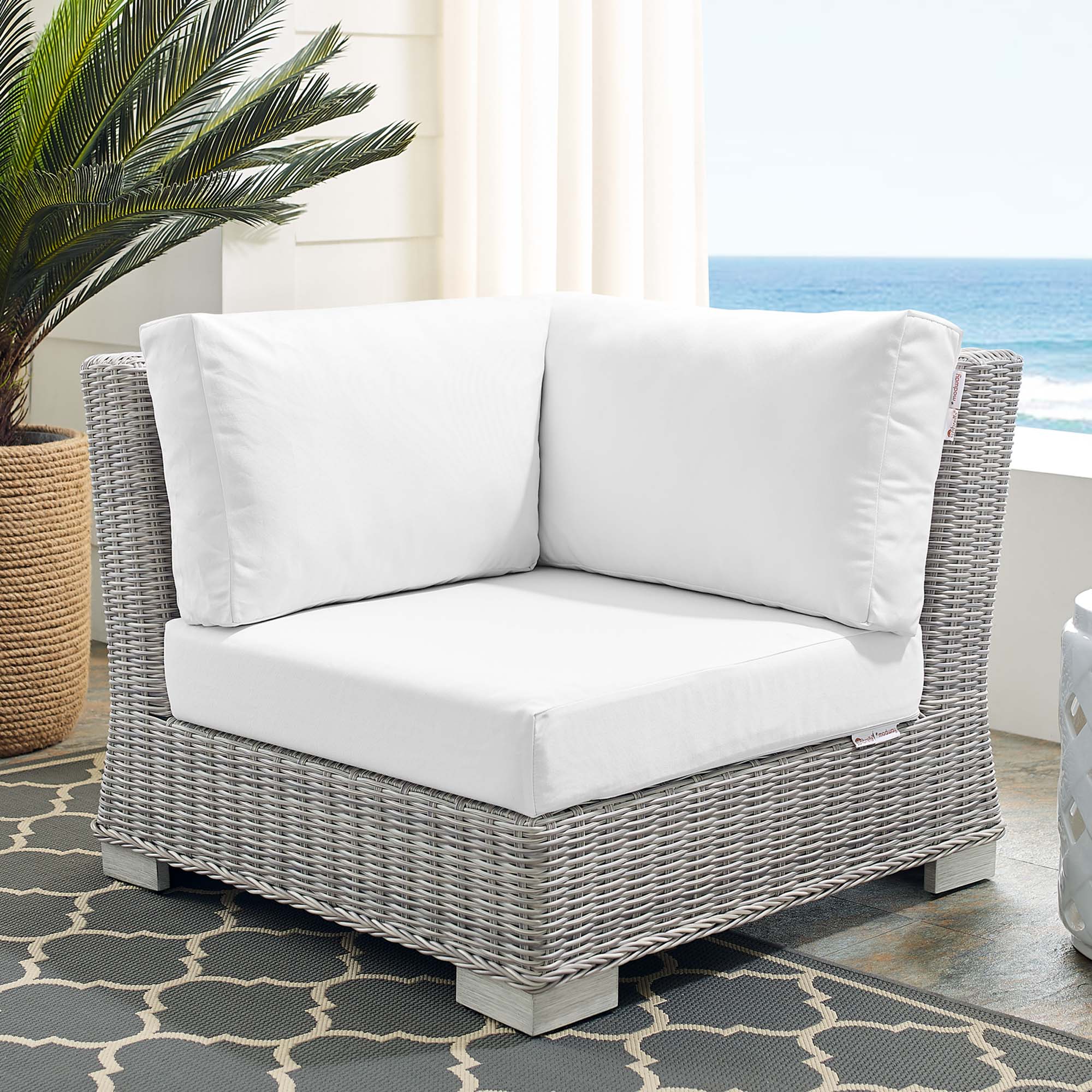 Conway Sunbrella® Outdoor Patio Wicker Rattan Corner Chair by Modway