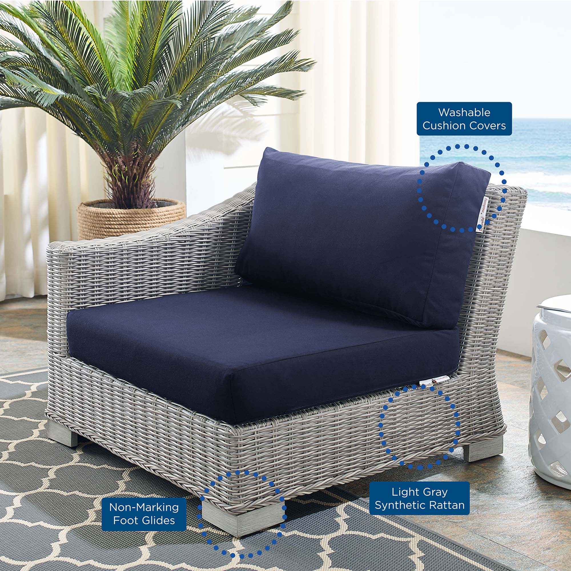 Conway Sunbrella® Outdoor Patio Wicker Rattan Left-Arm Chair by Modway