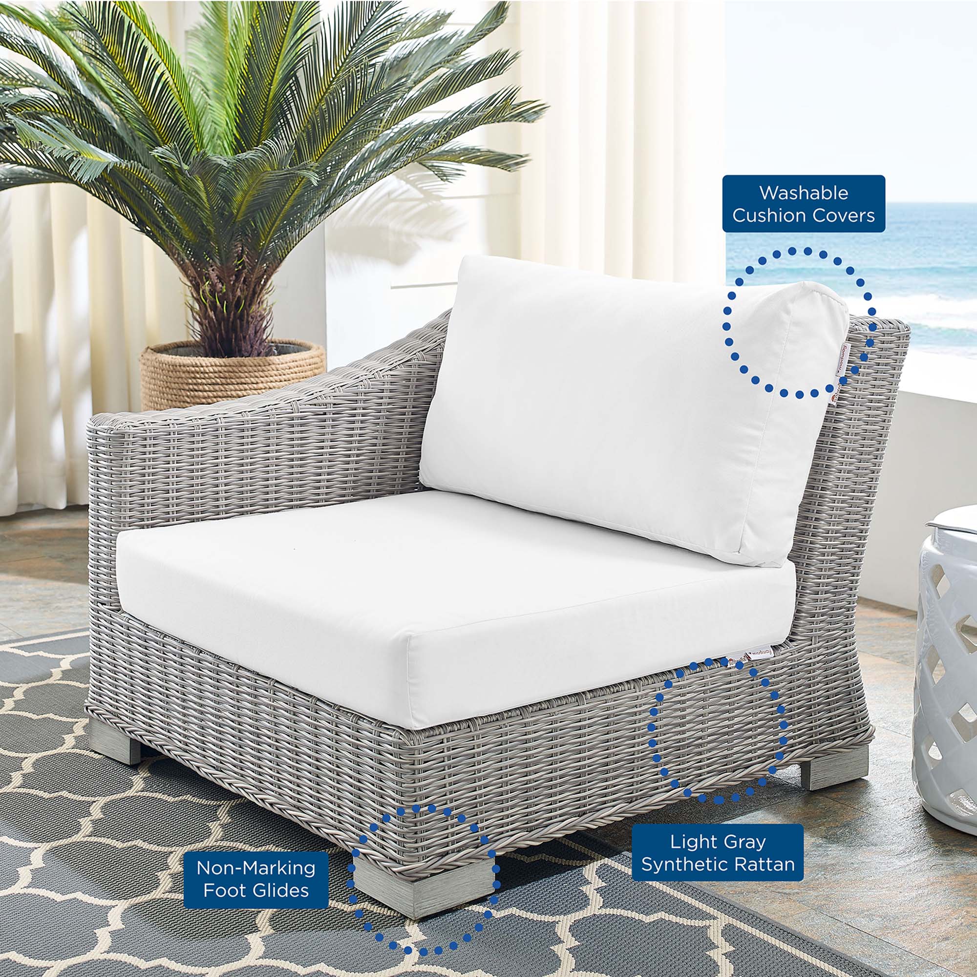 Conway Sunbrella® Outdoor Patio Wicker Rattan Left-Arm Chair by Modway