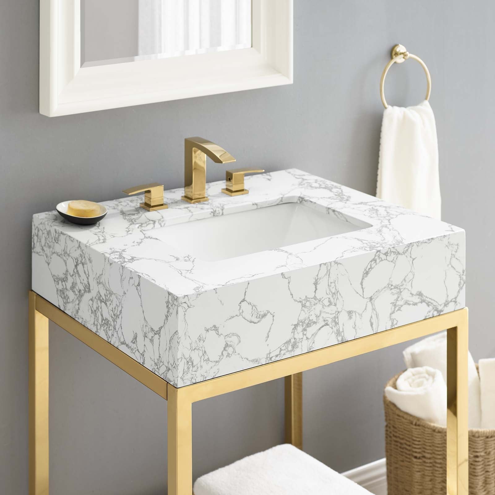 Kingsley Stainless Steel Bathroom Vanity by Modway