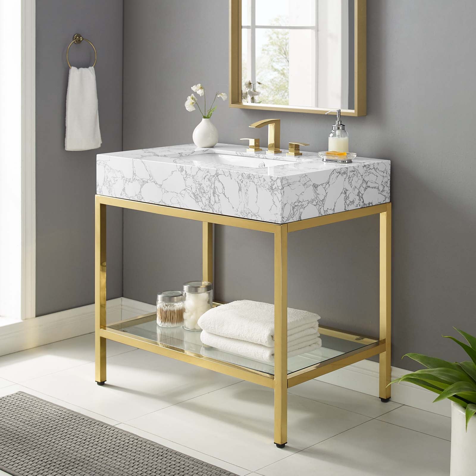 Kingsley Stainless Steel Bathroom Vanity by Modway
