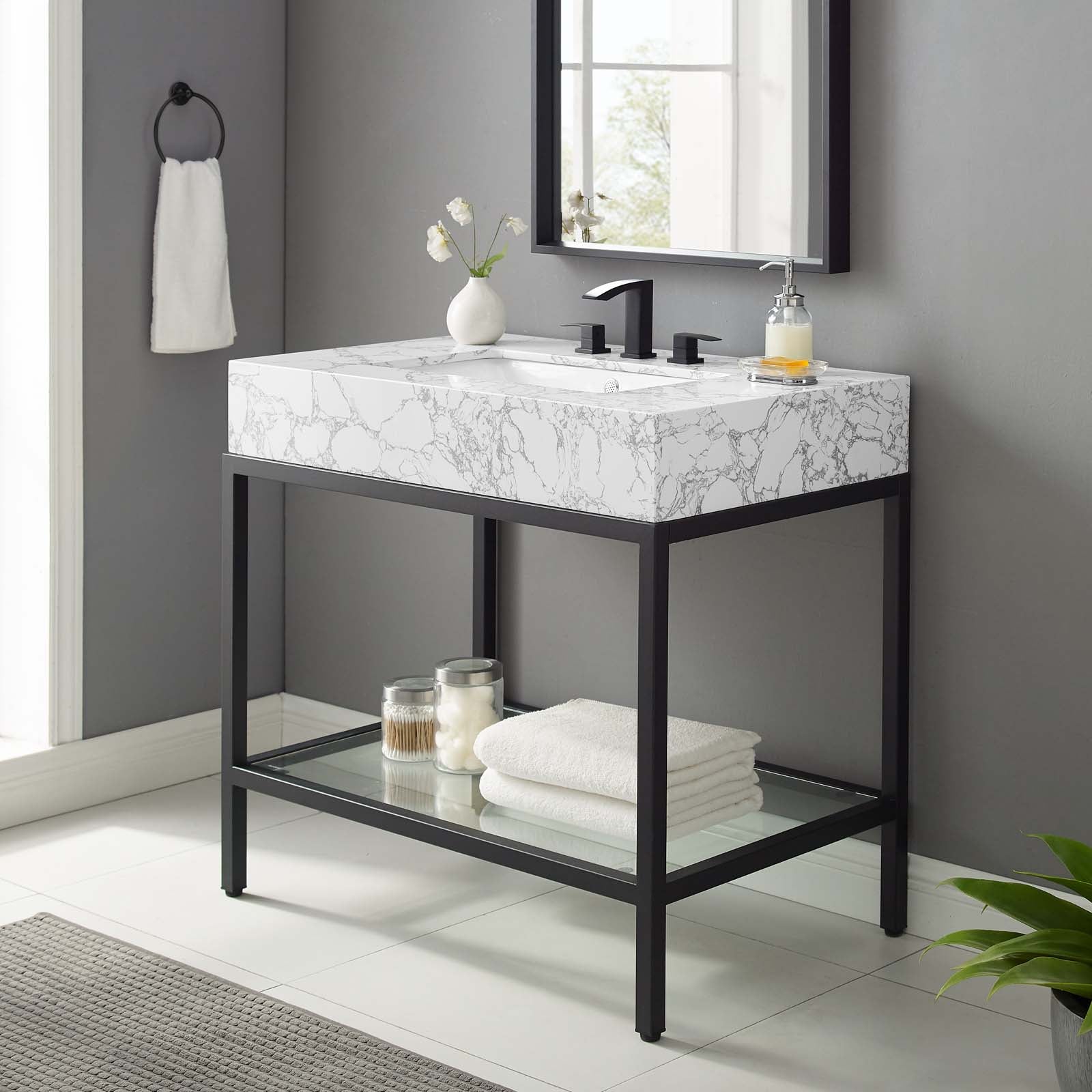Kingsley Stainless Steel Bathroom Vanity by Modway
