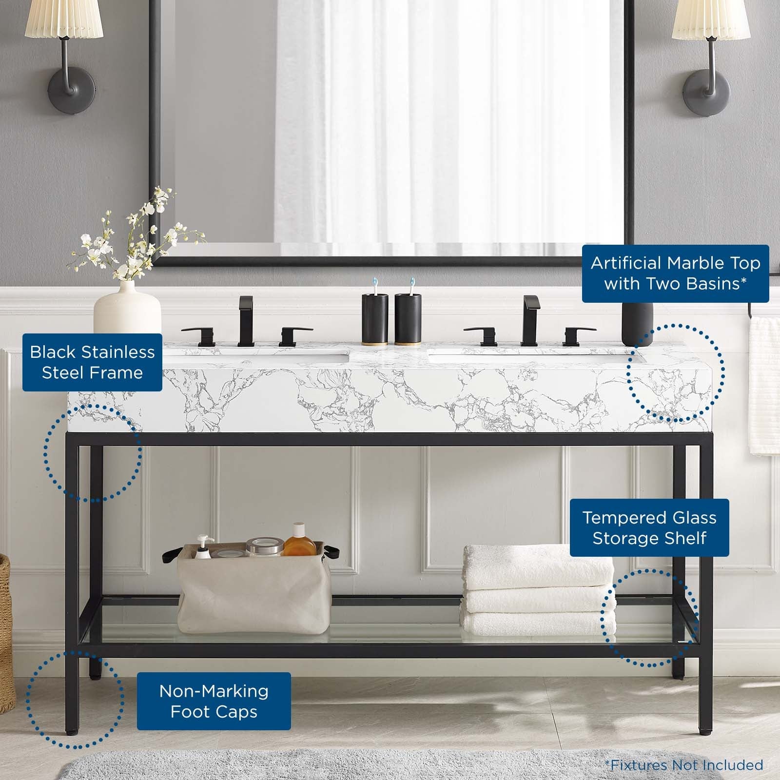 Kingsley Stainless Steel Bathroom Vanity by Modway