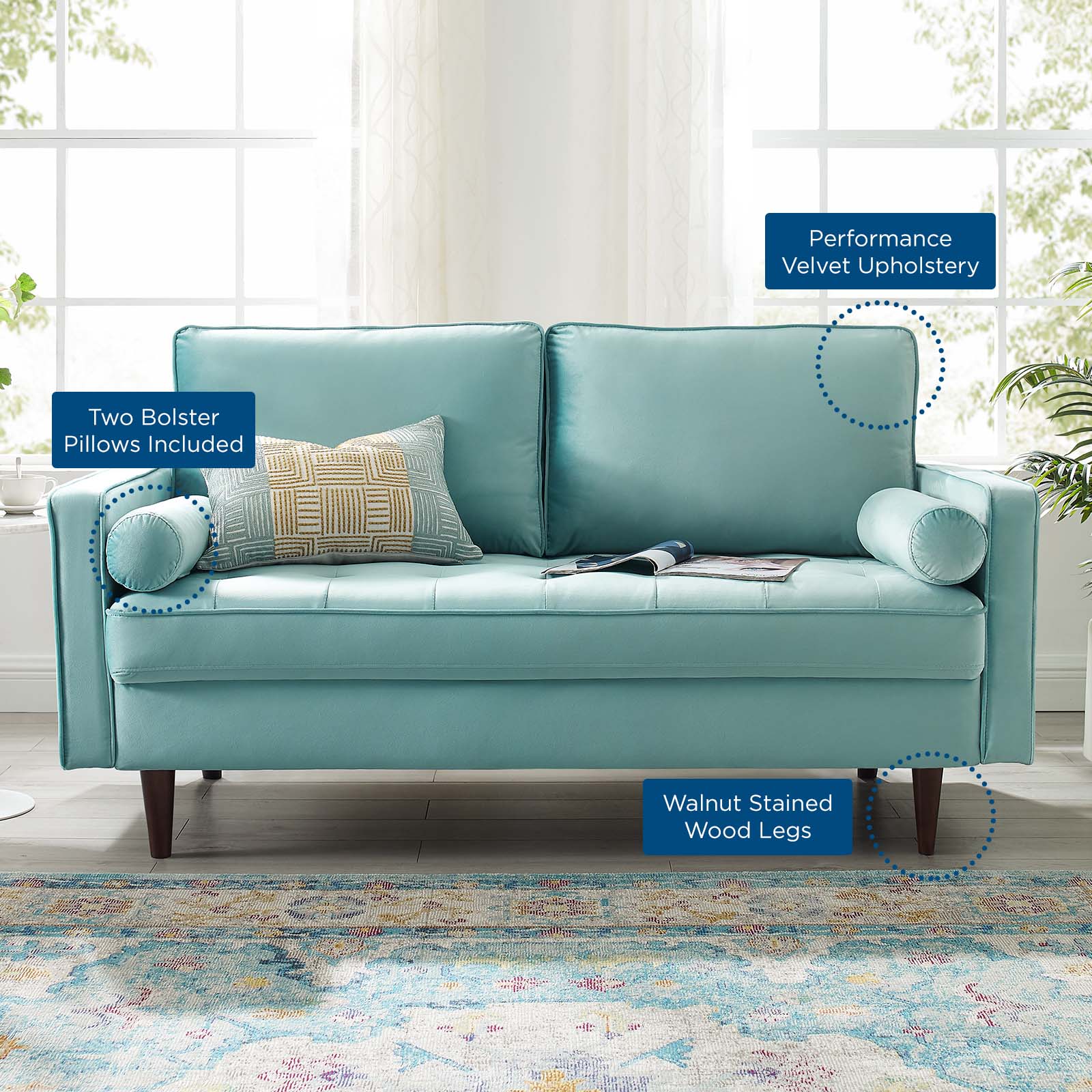 Valour Performance Velvet Loveseat by Modway