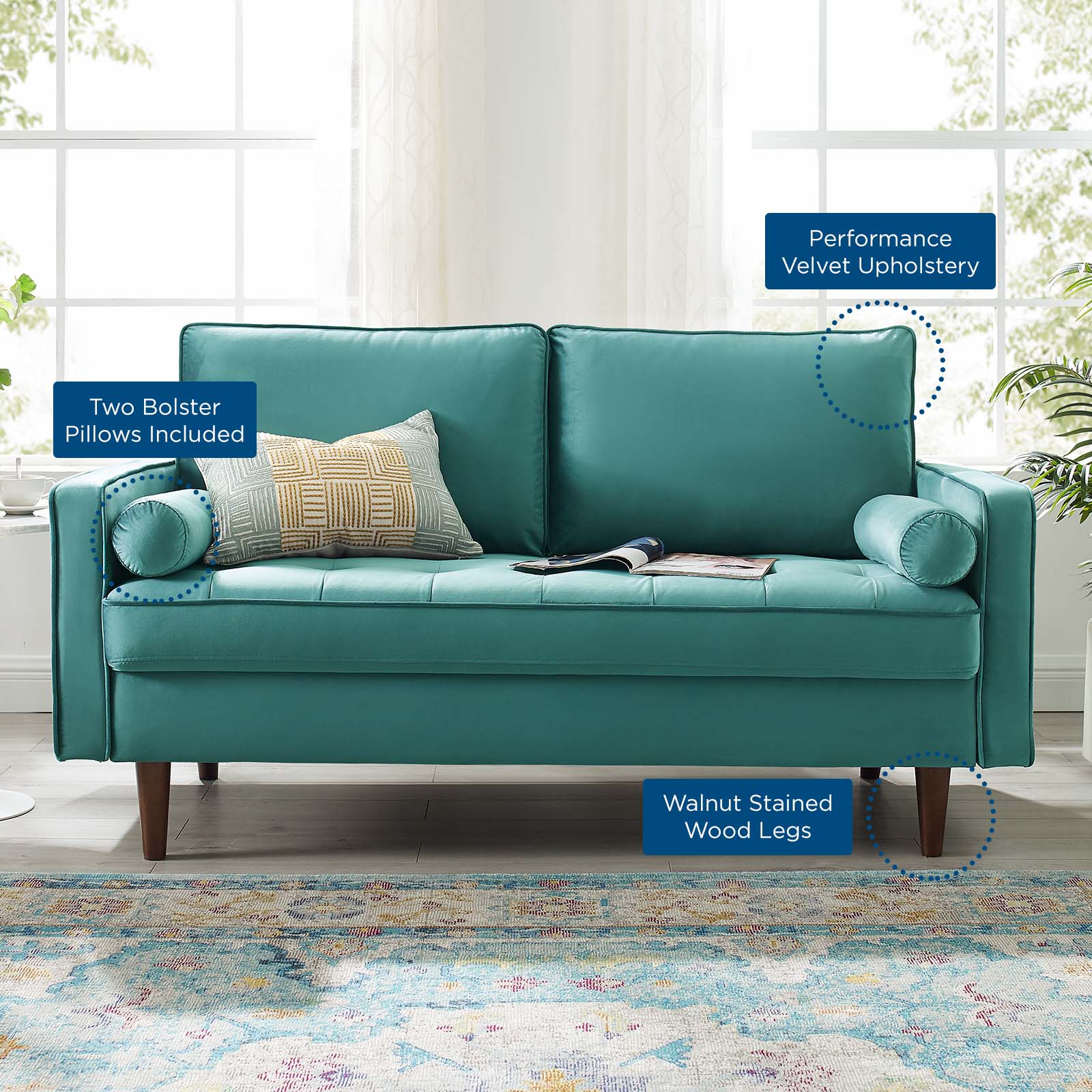 Valour Performance Velvet Loveseat by Modway