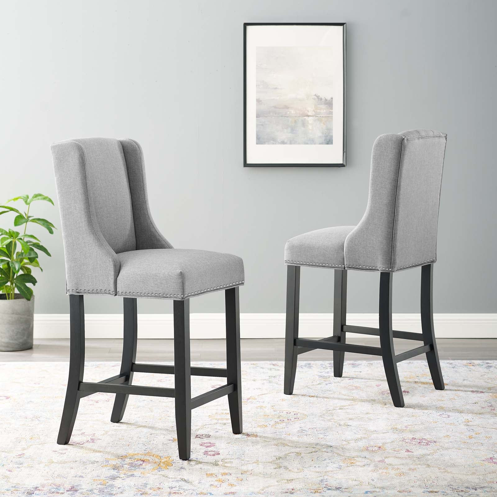 Baron Counter Stool Upholstered Fabric Set of 2 by Modway