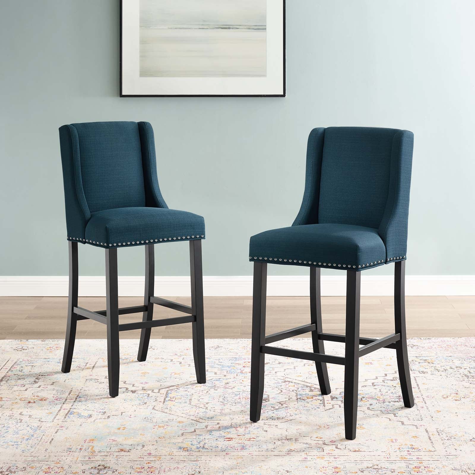 Baron Bar Stool Upholstered Fabric Set of 2 by Modway