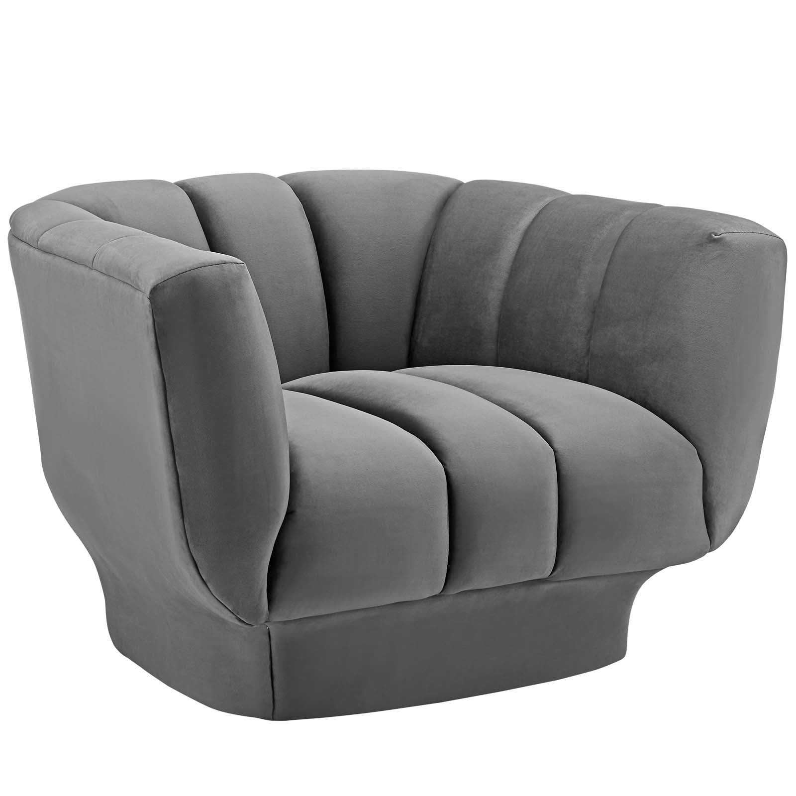 Entertain Vertical Channel Tufted Performance Velvet Sofa and Armchair Set by Modway