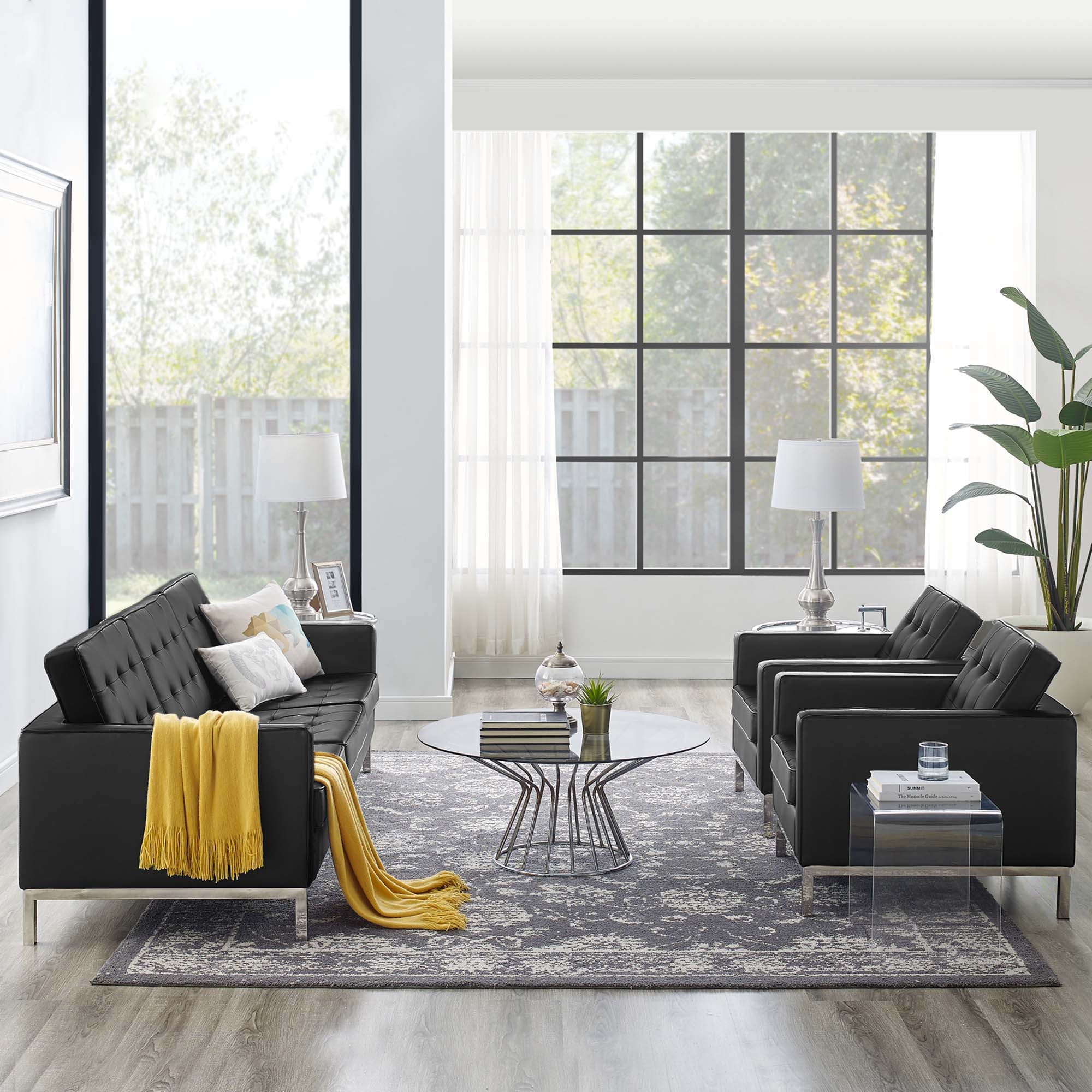 Loft Tufted Vegan Leather 3-Piece Furniture Set by Modway