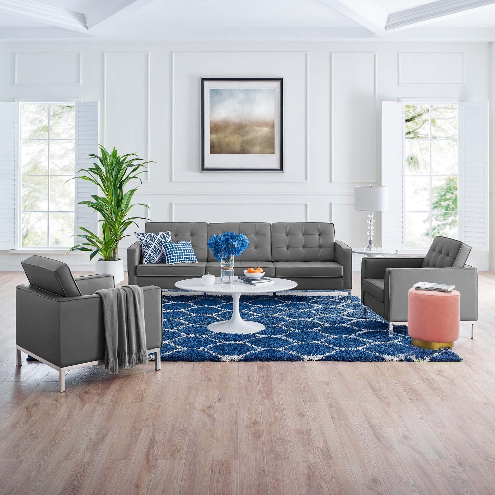 Loft Tufted Vegan Leather 3-Piece Furniture Set by Modway