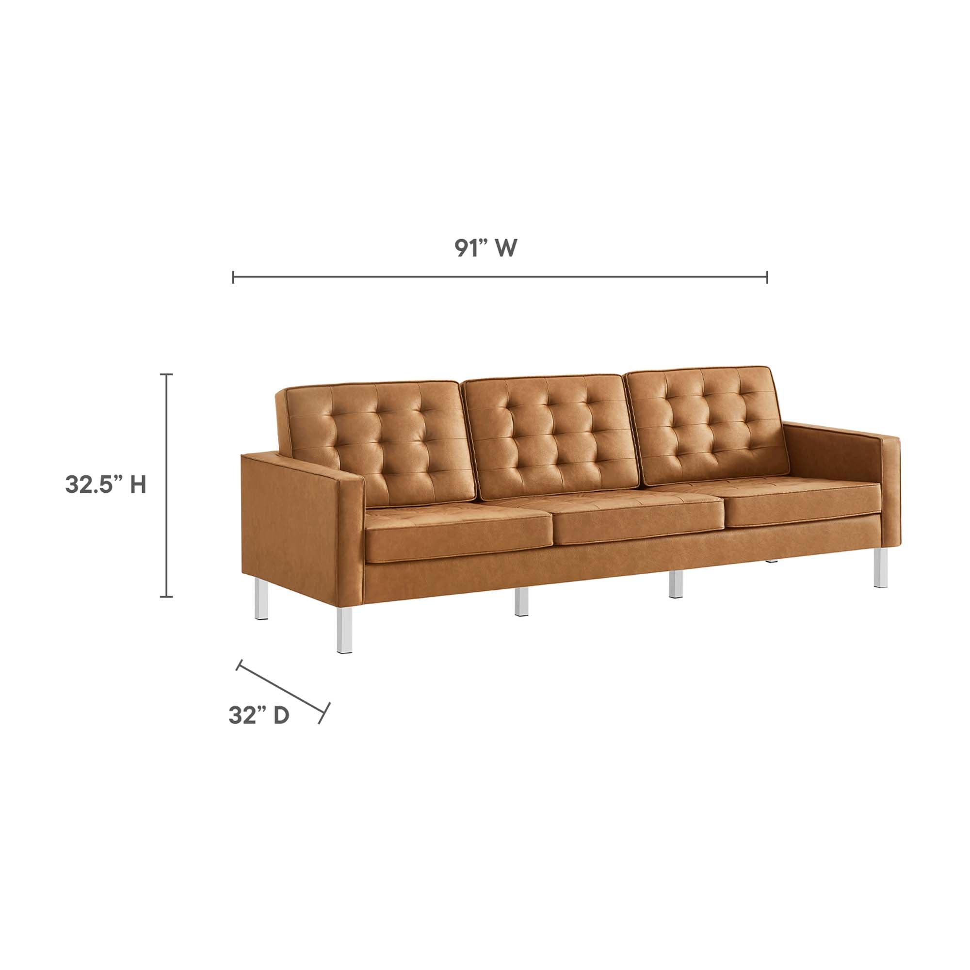 Loft Tufted Vegan Leather 3-Piece Furniture Set by Modway