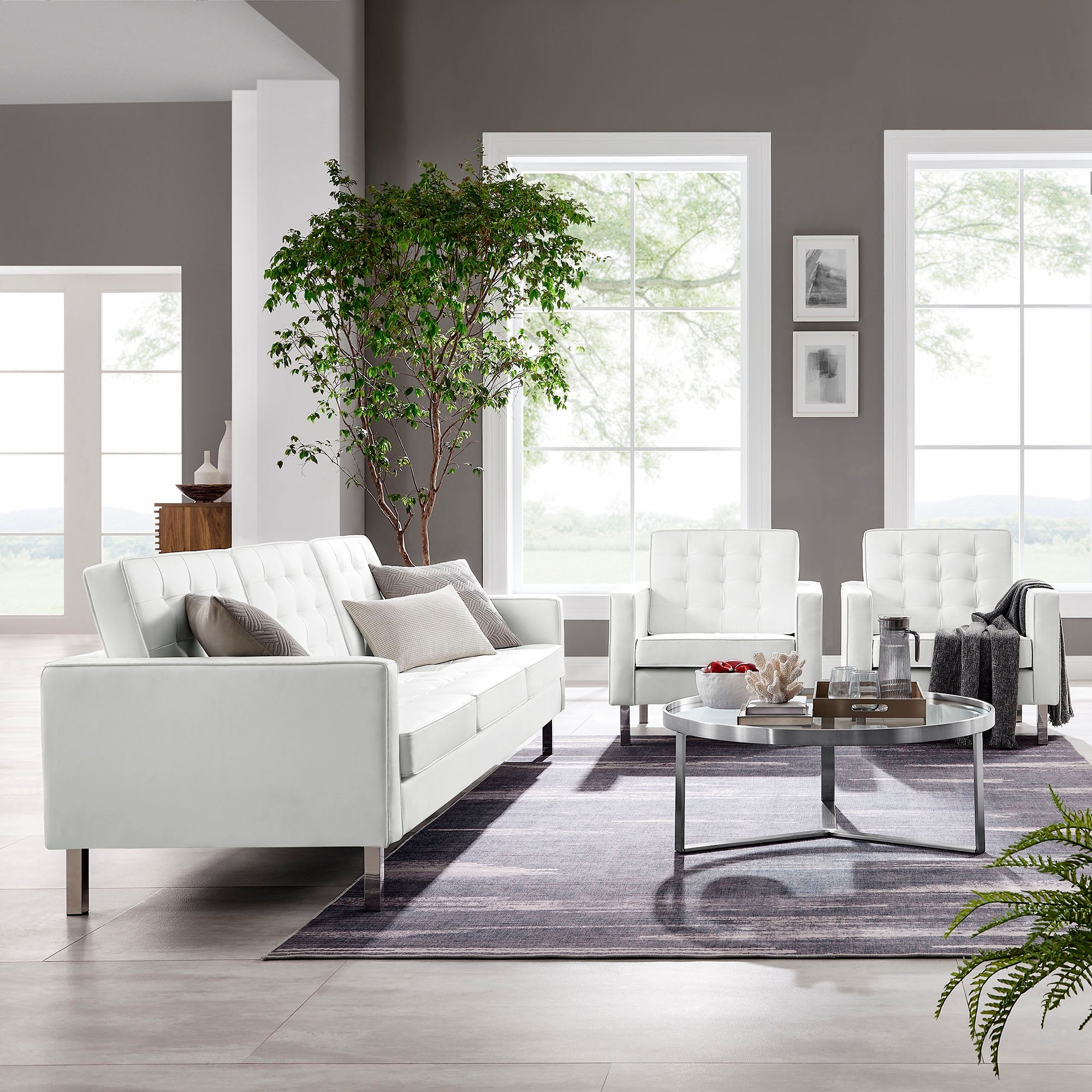 Loft Tufted Vegan Leather 3-Piece Furniture Set by Modway